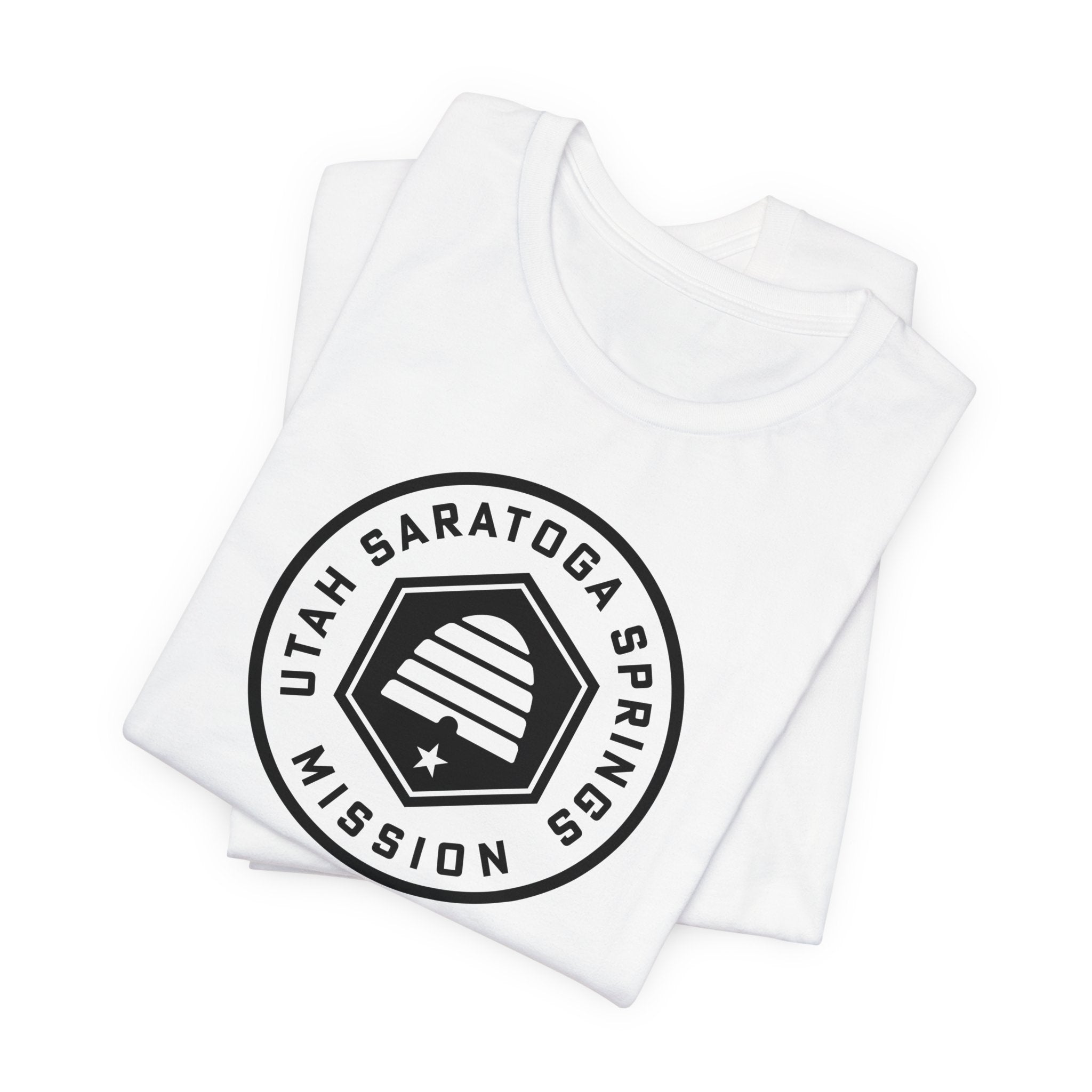 Utah Saratoga Springs Mission Circular Monochrome Logo T-Shirt - Mission Wishlist - LDS Missionary Gift Store