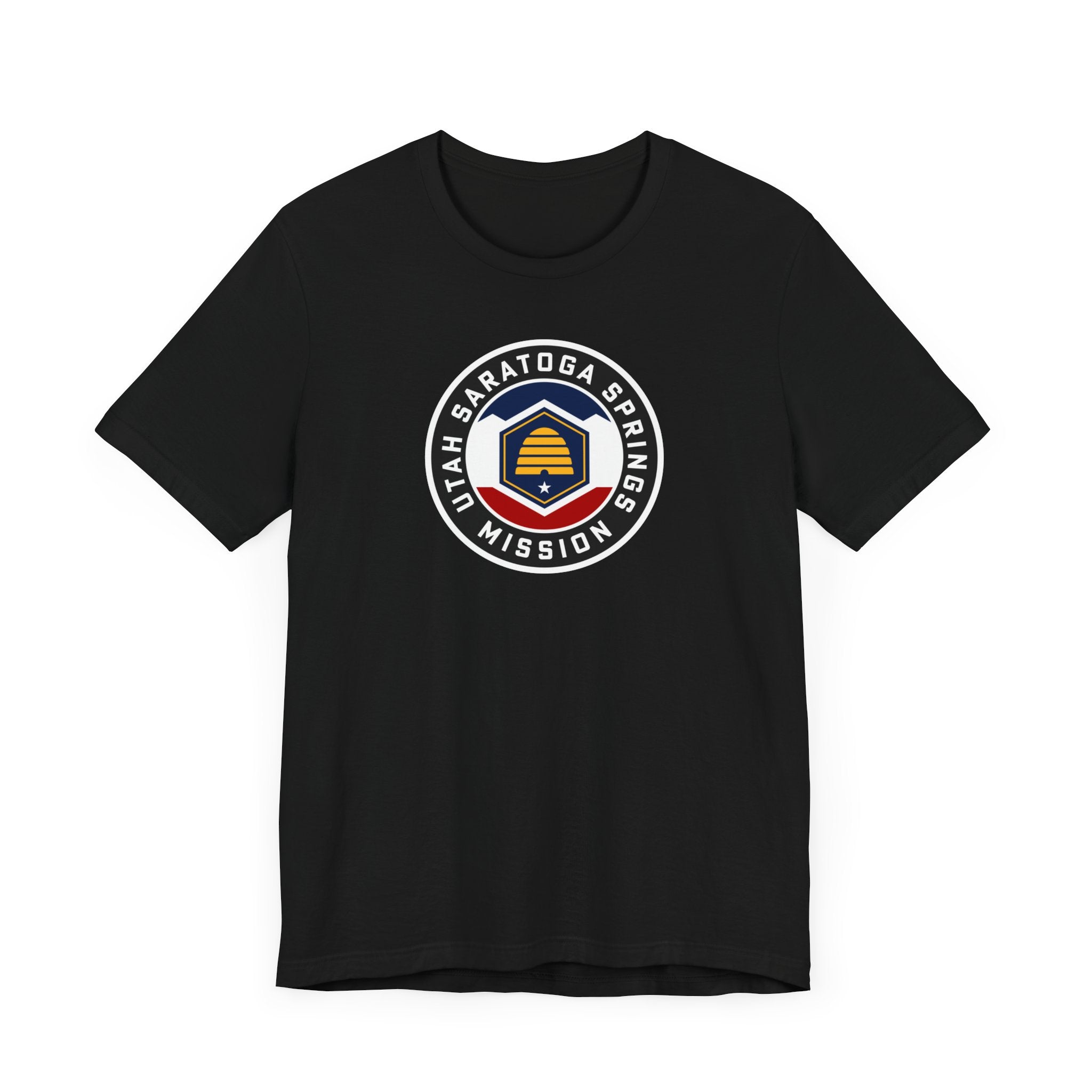 Utah Saratoga Springs Mission State Flag Logo (Black Border) T-shirt - Mission Wishlist - LDS Missionary Gift Store