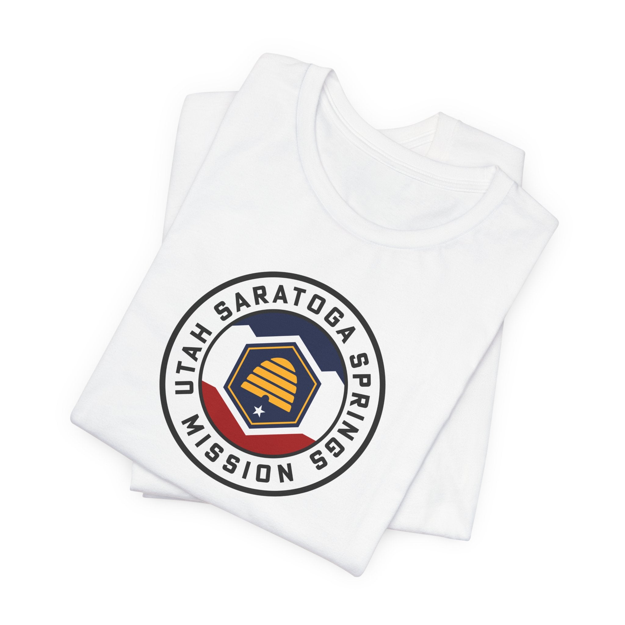Utah Saratoga Springs Mission State Flag Logo (White Border) T-shirt - Mission Wishlist - LDS Missionary Gift Store