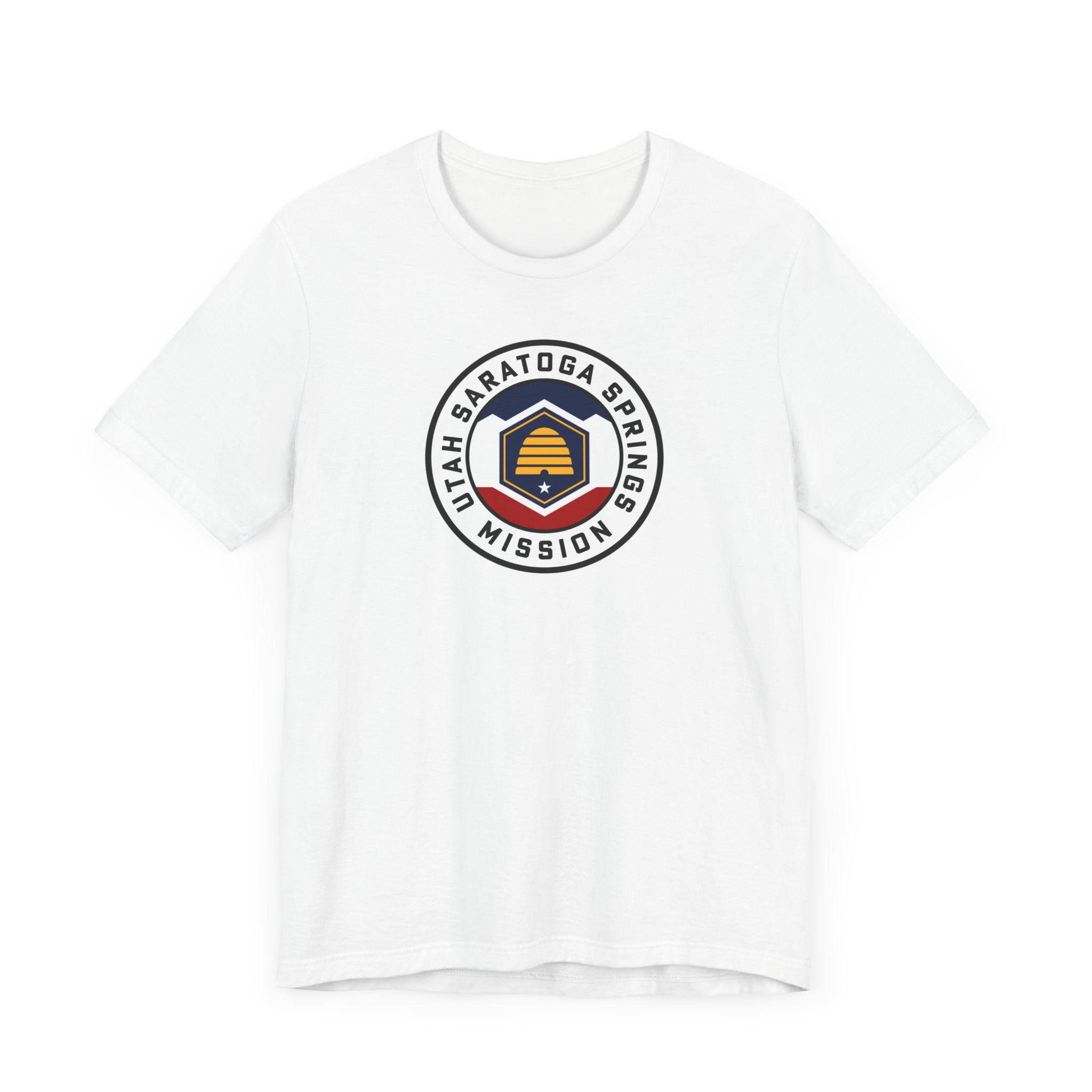 Utah Saratoga Springs Mission State Flag Logo (White Border) T-shirt - Mission Wishlist - LDS Missionary Gift Store