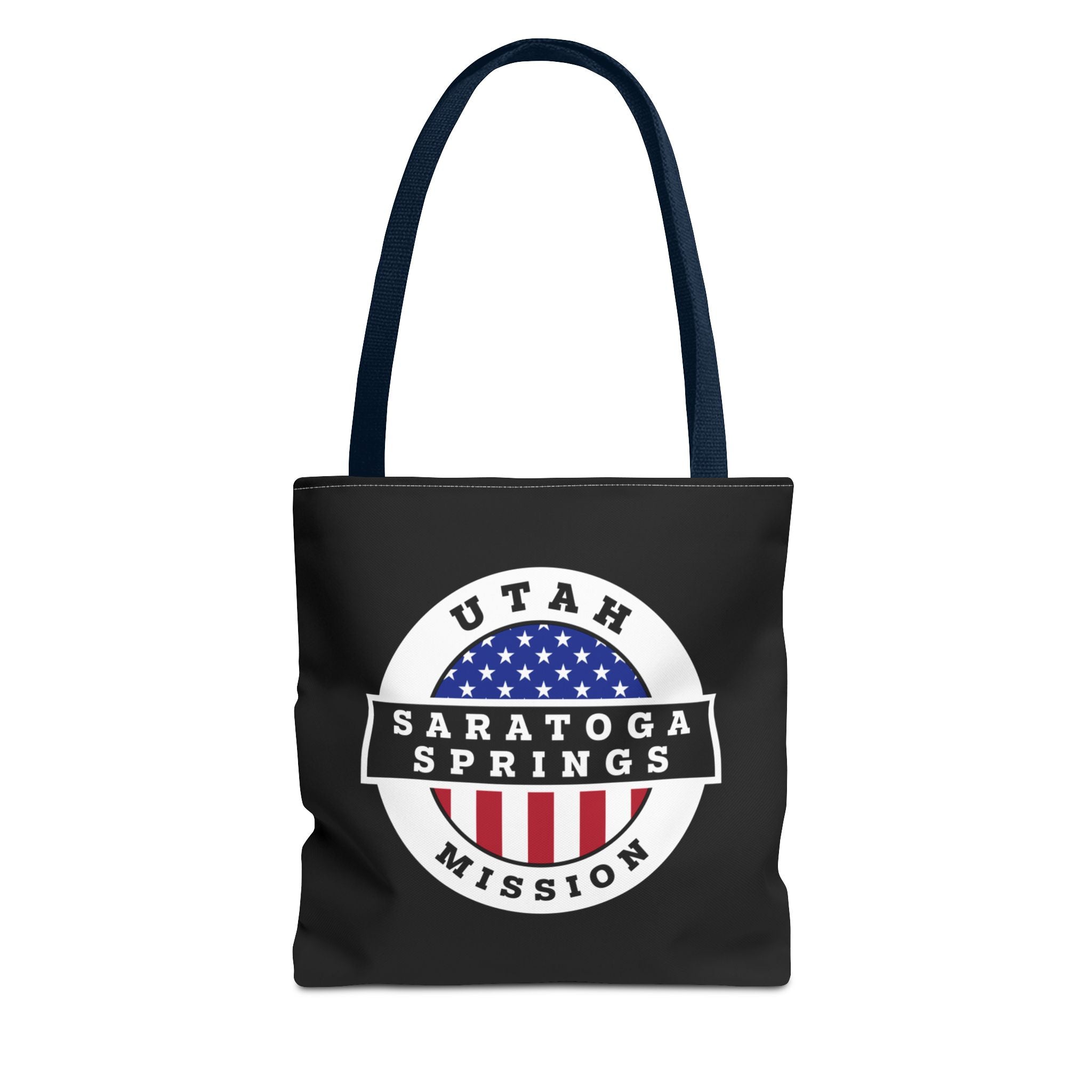 Utah Saratoga Springs Mission USA Flag Logo Tote Bag Black - Mission Wishlist - LDS Missionary Gift Store