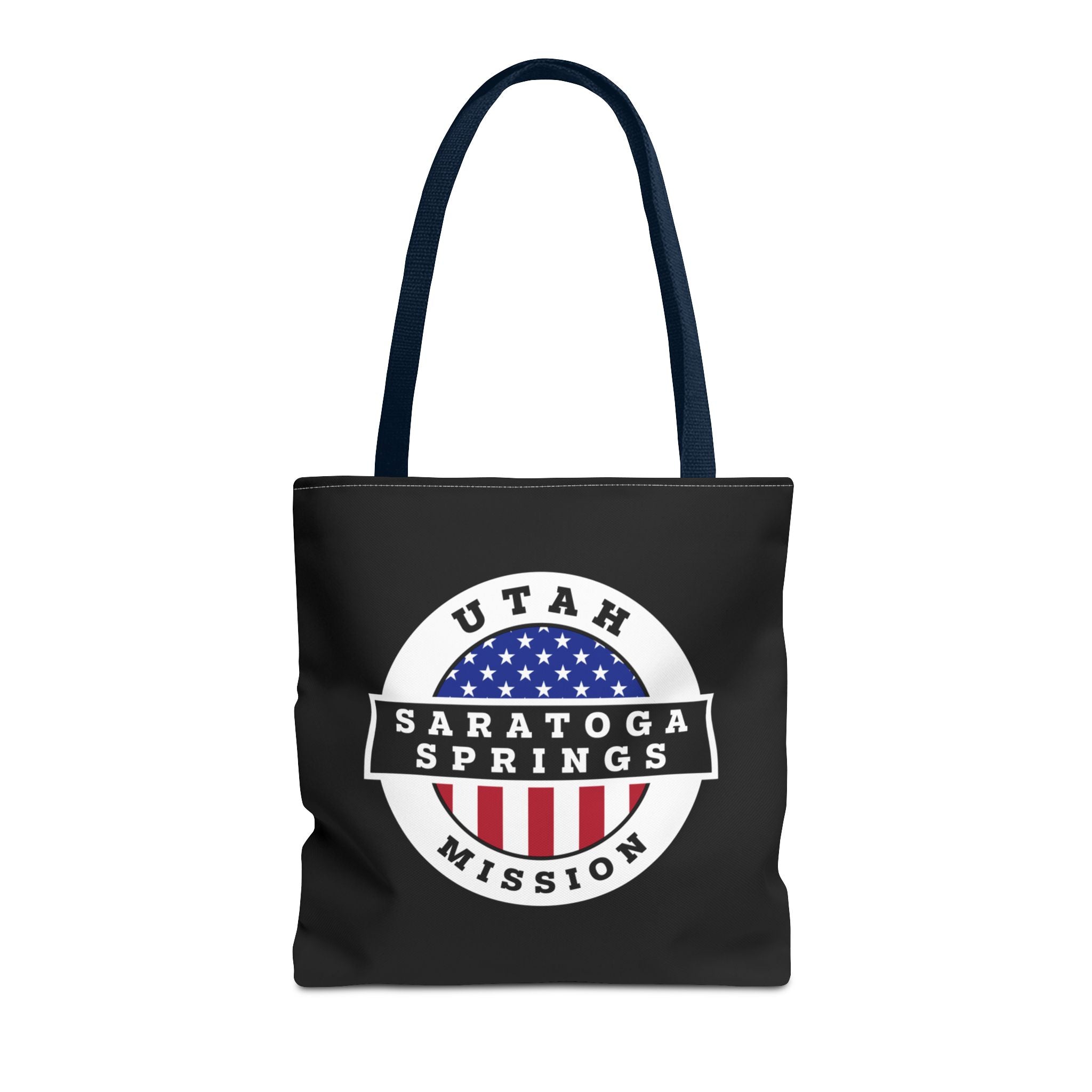 Utah Saratoga Springs Mission USA Flag Logo Tote Bag Black - Mission Wishlist - LDS Missionary Gift Store