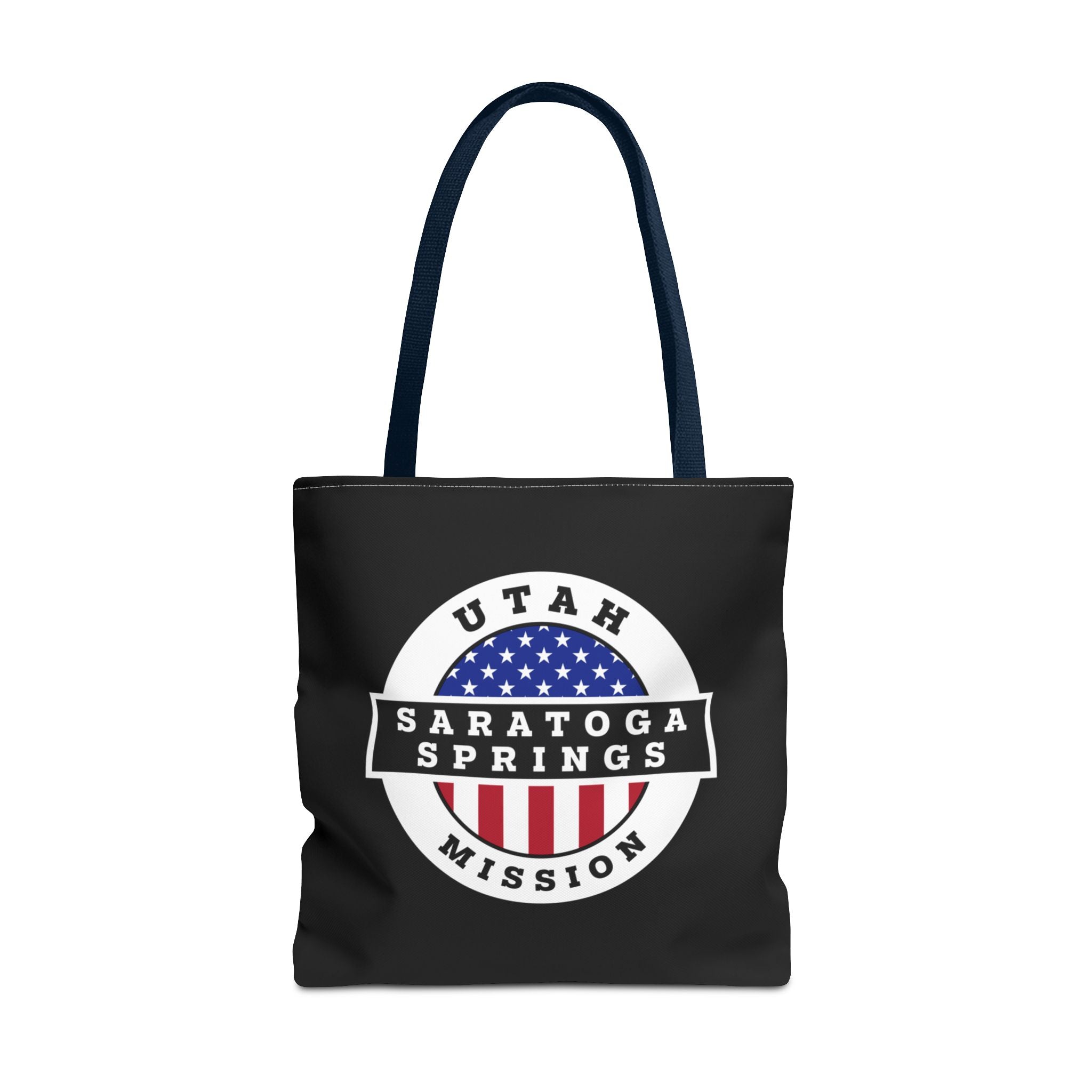 Utah Saratoga Springs Mission USA Flag Logo Tote Bag Black - Mission Wishlist - LDS Missionary Gift Store