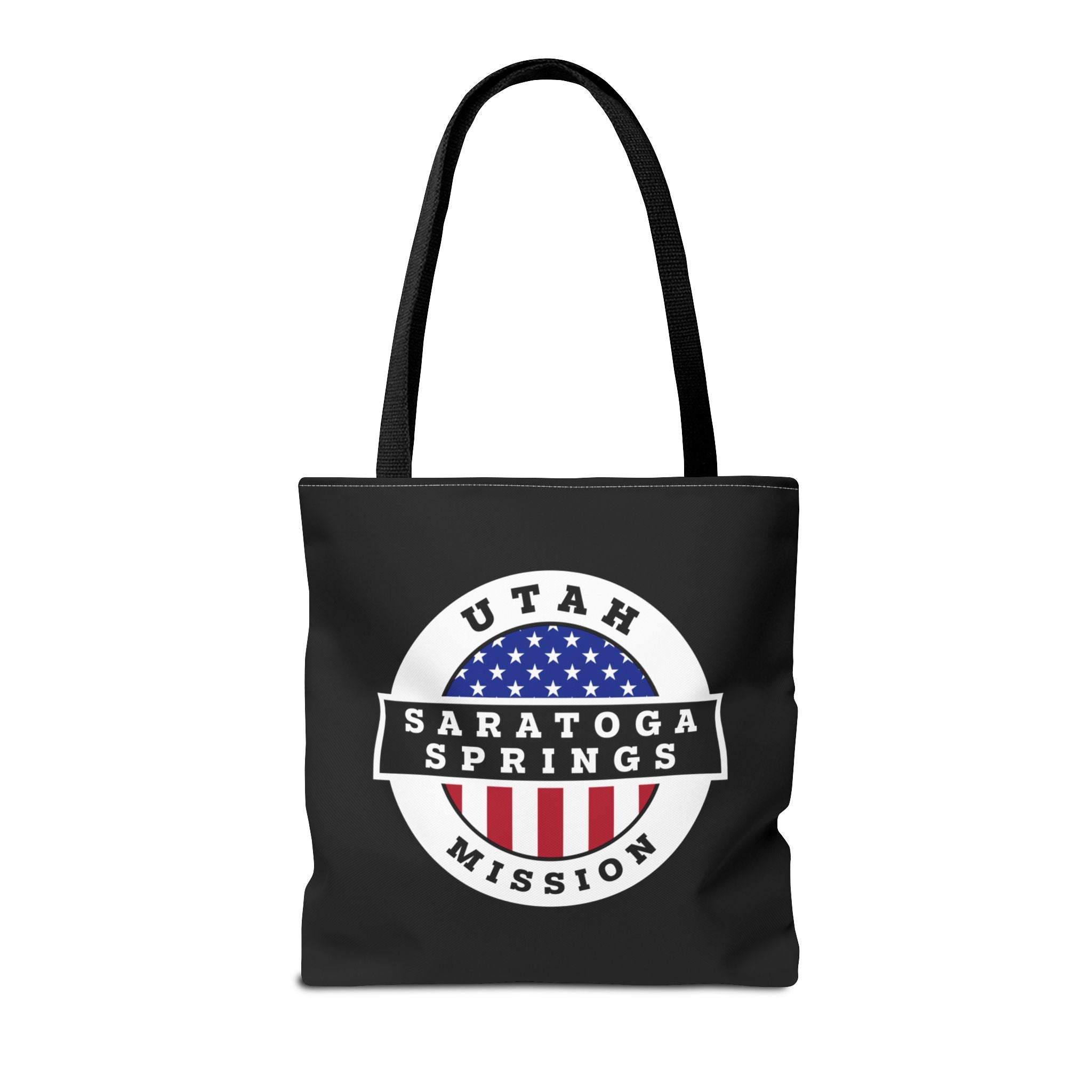 Utah Saratoga Springs Mission USA Flag Logo Tote Bag Black - Mission Wishlist - LDS Missionary Gift Store
