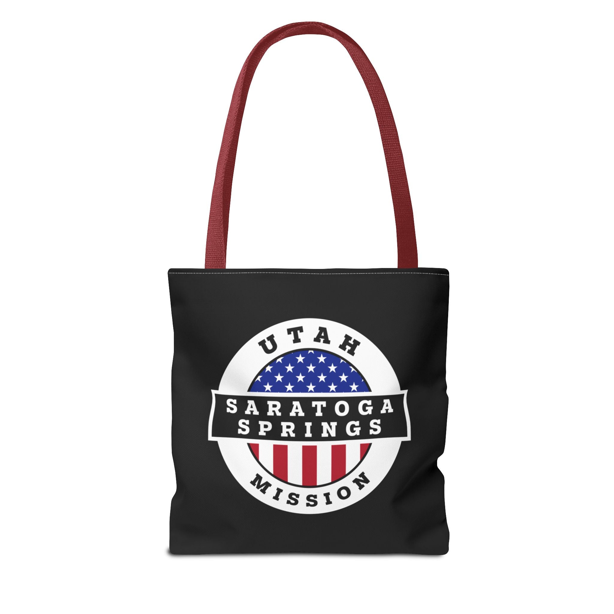 Utah Saratoga Springs Mission USA Flag Logo Tote Bag Black - Mission Wishlist - LDS Missionary Gift Store