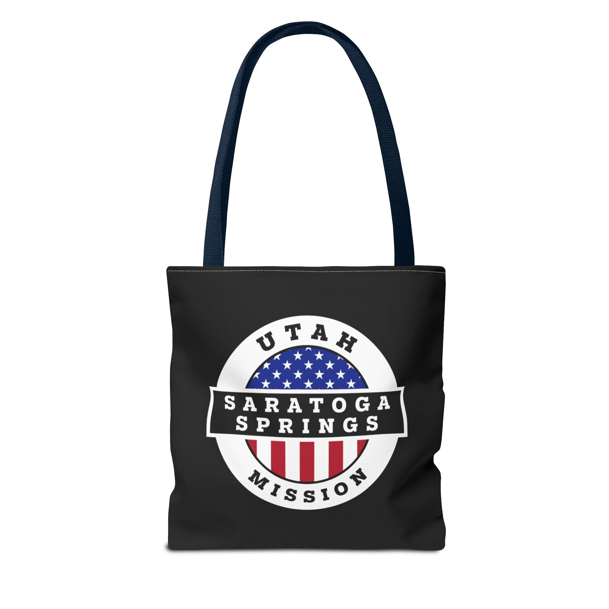Utah Saratoga Springs Mission USA Flag Logo Tote Bag Black - Mission Wishlist - LDS Missionary Gift Store