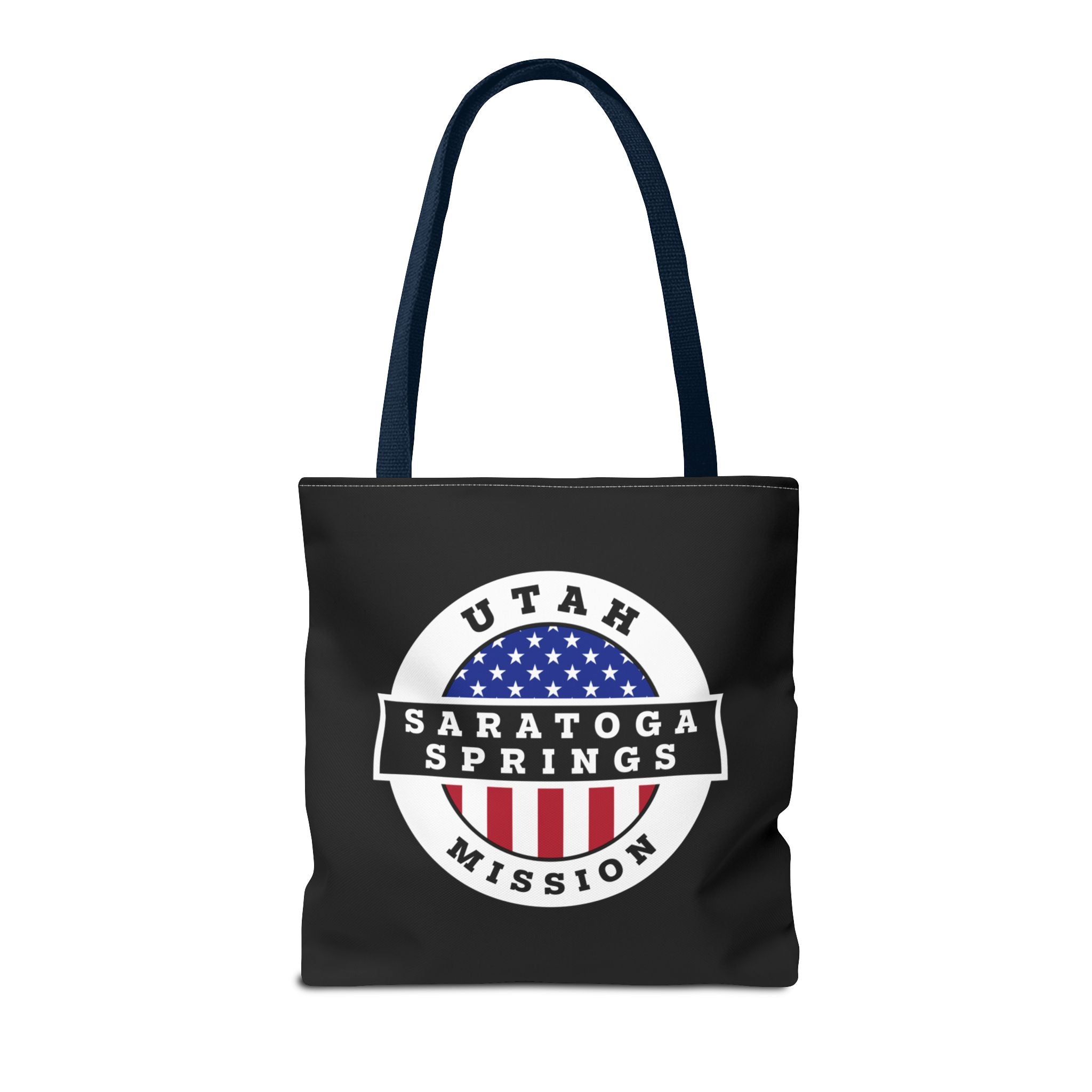 Utah Saratoga Springs Mission USA Flag Logo Tote Bag Black - Mission Wishlist - LDS Missionary Gift Store
