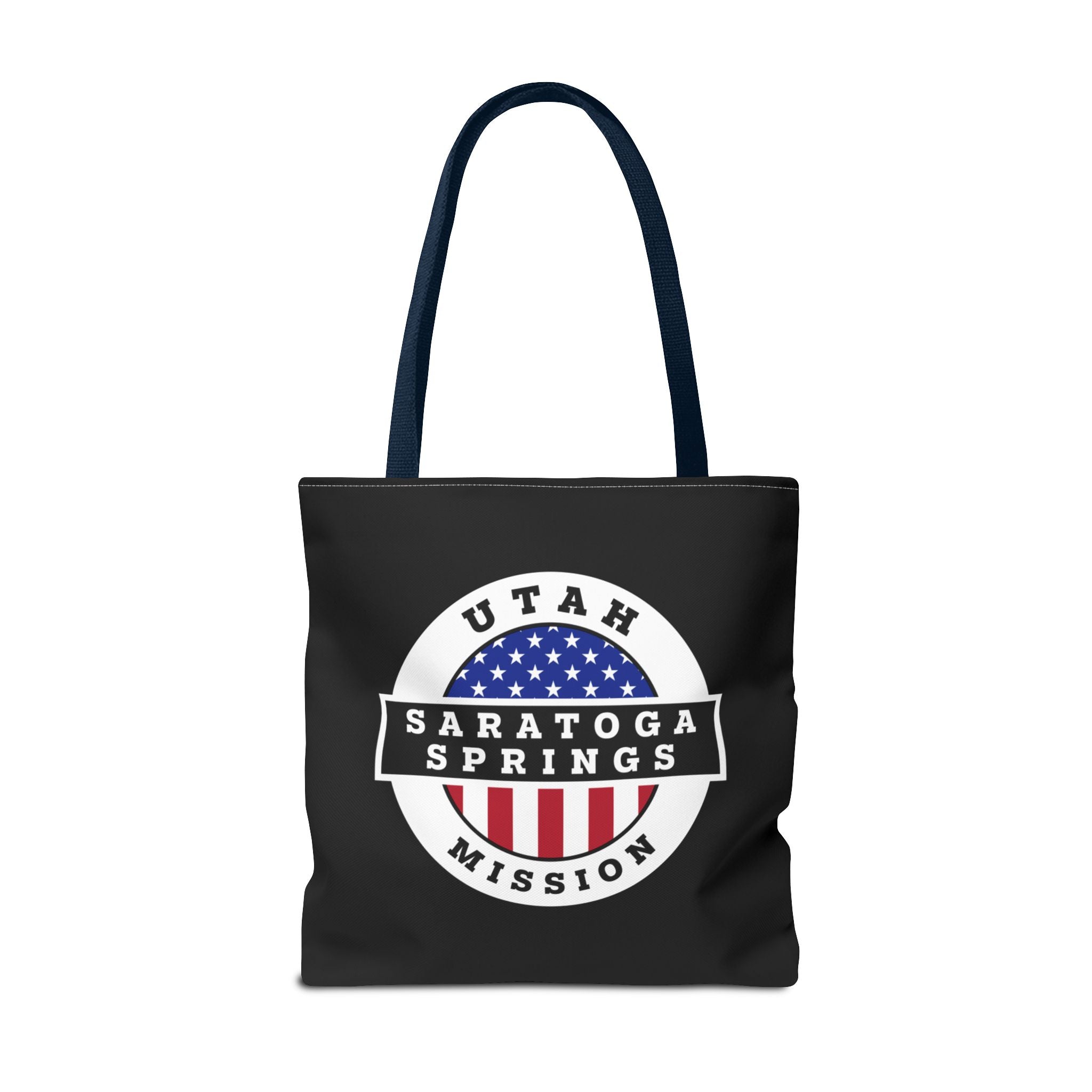 Utah Saratoga Springs Mission USA Flag Logo Tote Bag Black - Mission Wishlist - LDS Missionary Gift Store