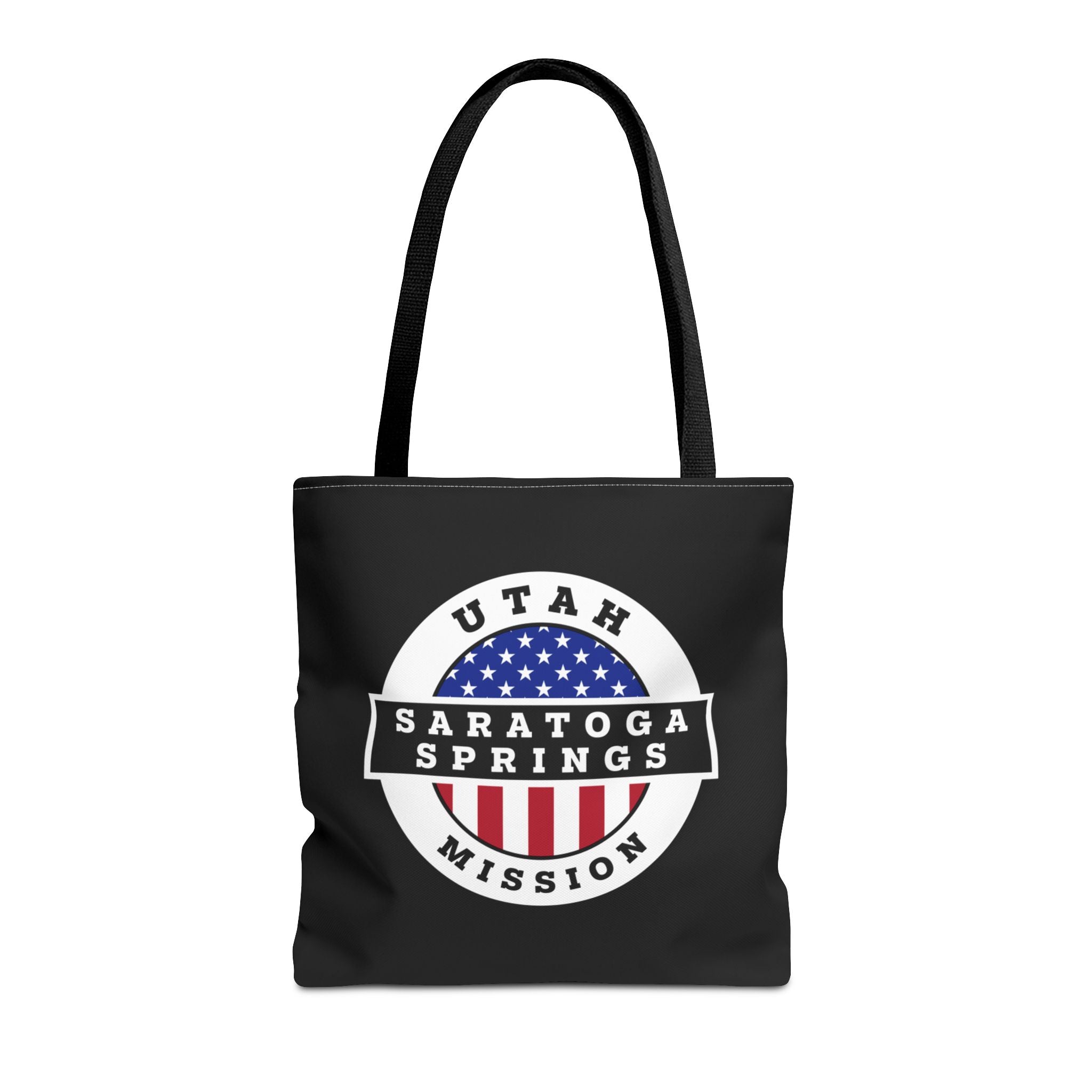 Utah Saratoga Springs Mission USA Flag Logo Tote Bag Black - Mission Wishlist - LDS Missionary Gift Store