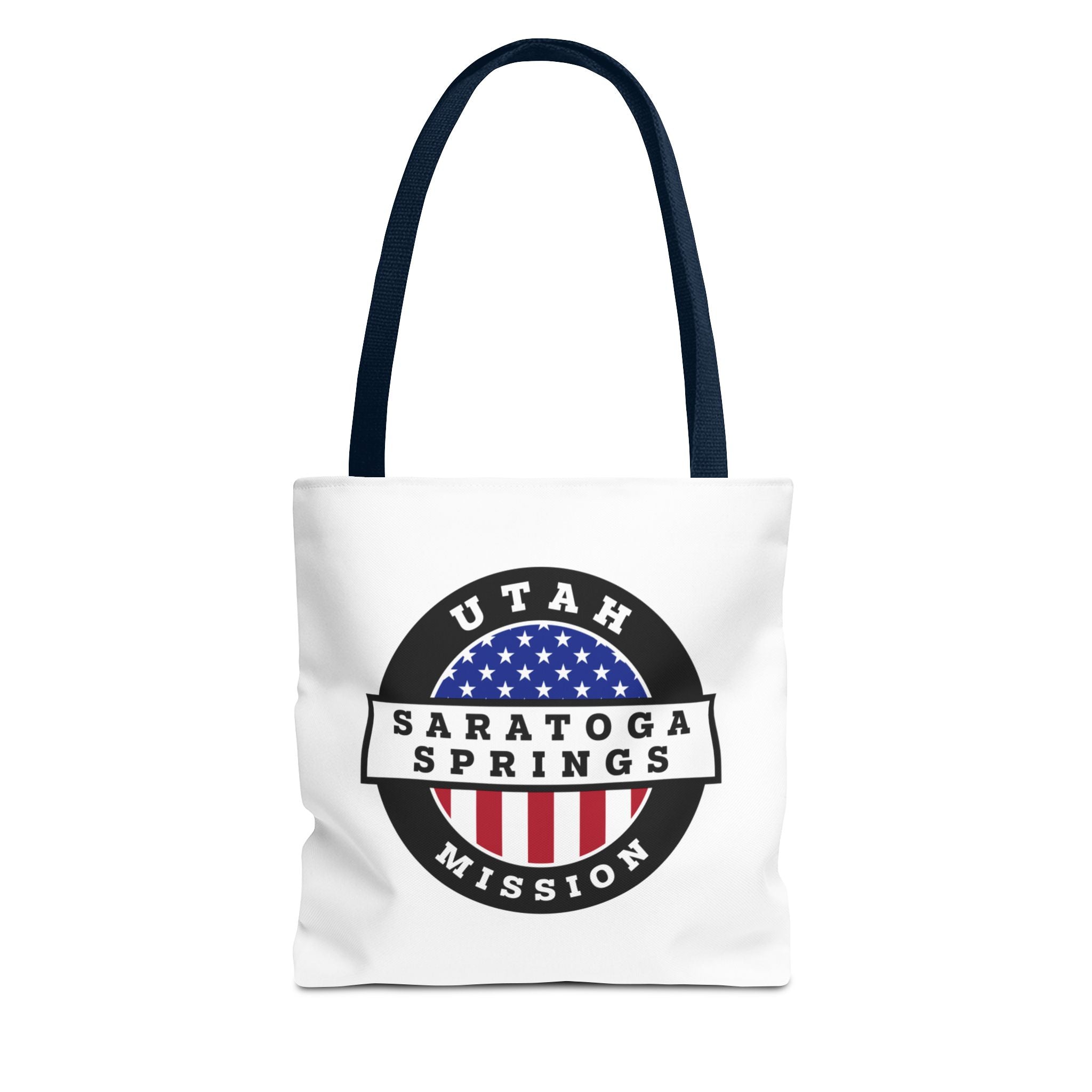 Utah Saratoga Springs Mission USA Flag Logo Tote Bag White - Mission Wishlist - LDS Missionary Gift Store