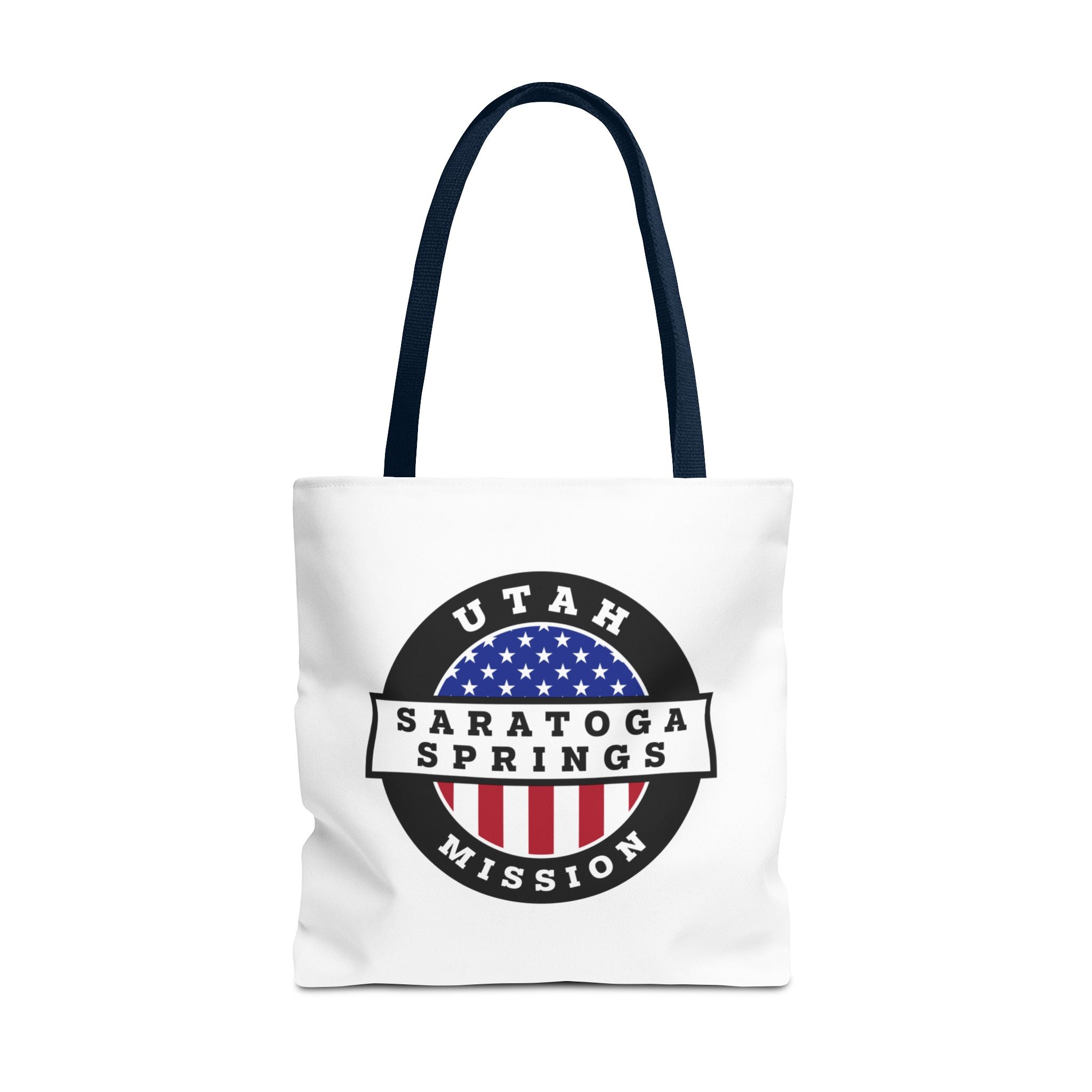 Utah Saratoga Springs Mission USA Flag Logo Tote Bag White - Mission Wishlist - LDS Missionary Gift Store