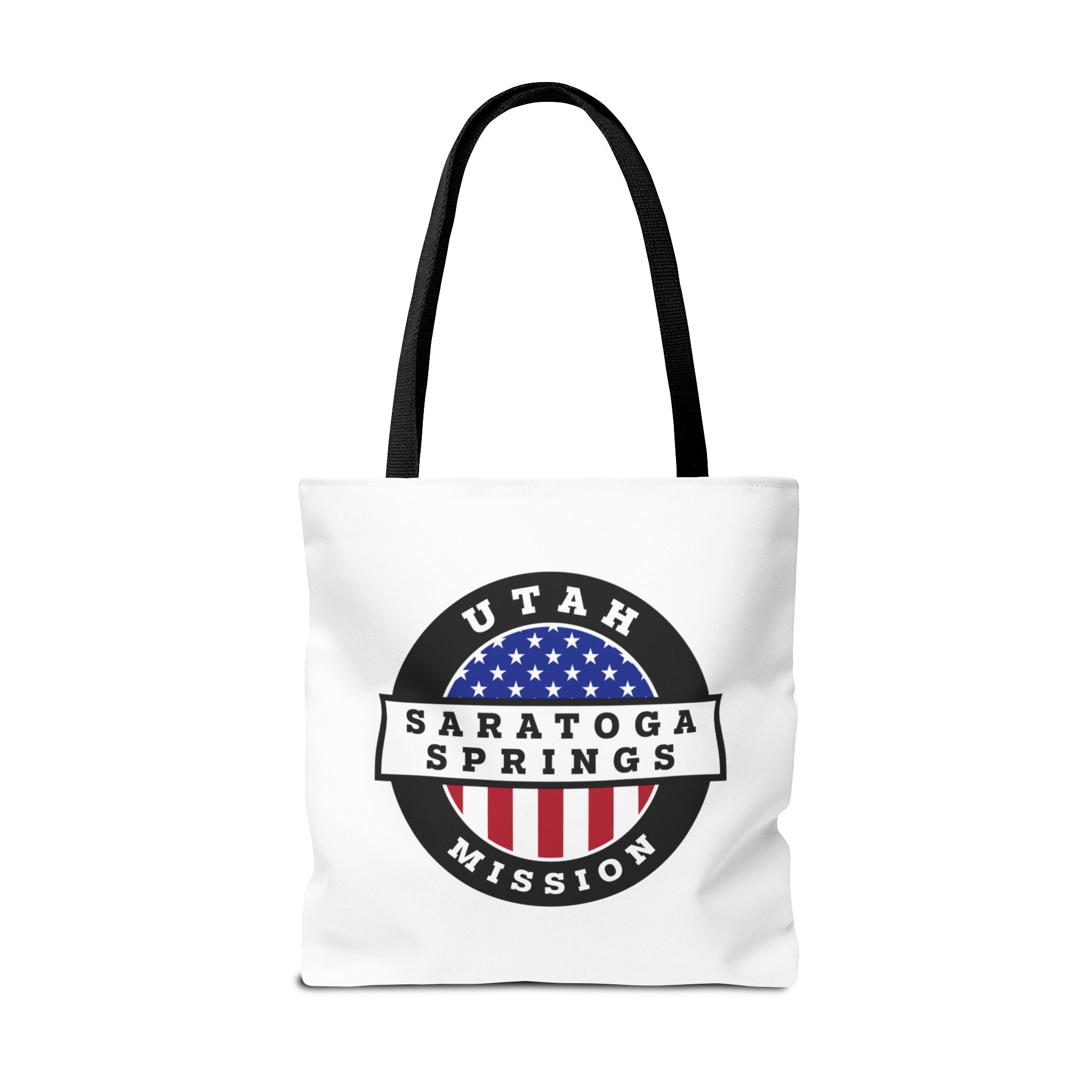 Utah Saratoga Springs Mission USA Flag Logo Tote Bag White - Mission Wishlist - LDS Missionary Gift Store