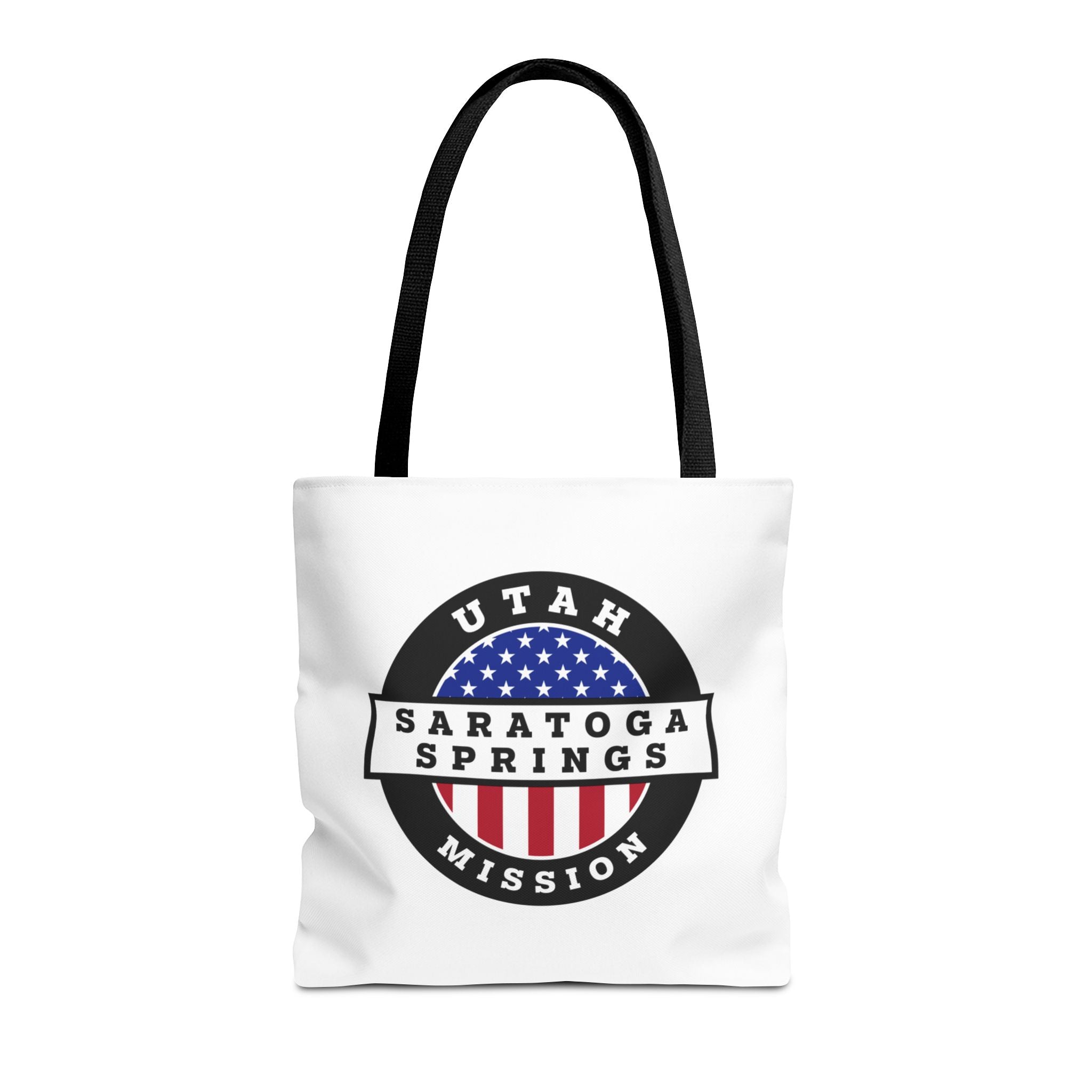 Utah Saratoga Springs Mission USA Flag Logo Tote Bag White - Mission Wishlist - LDS Missionary Gift Store