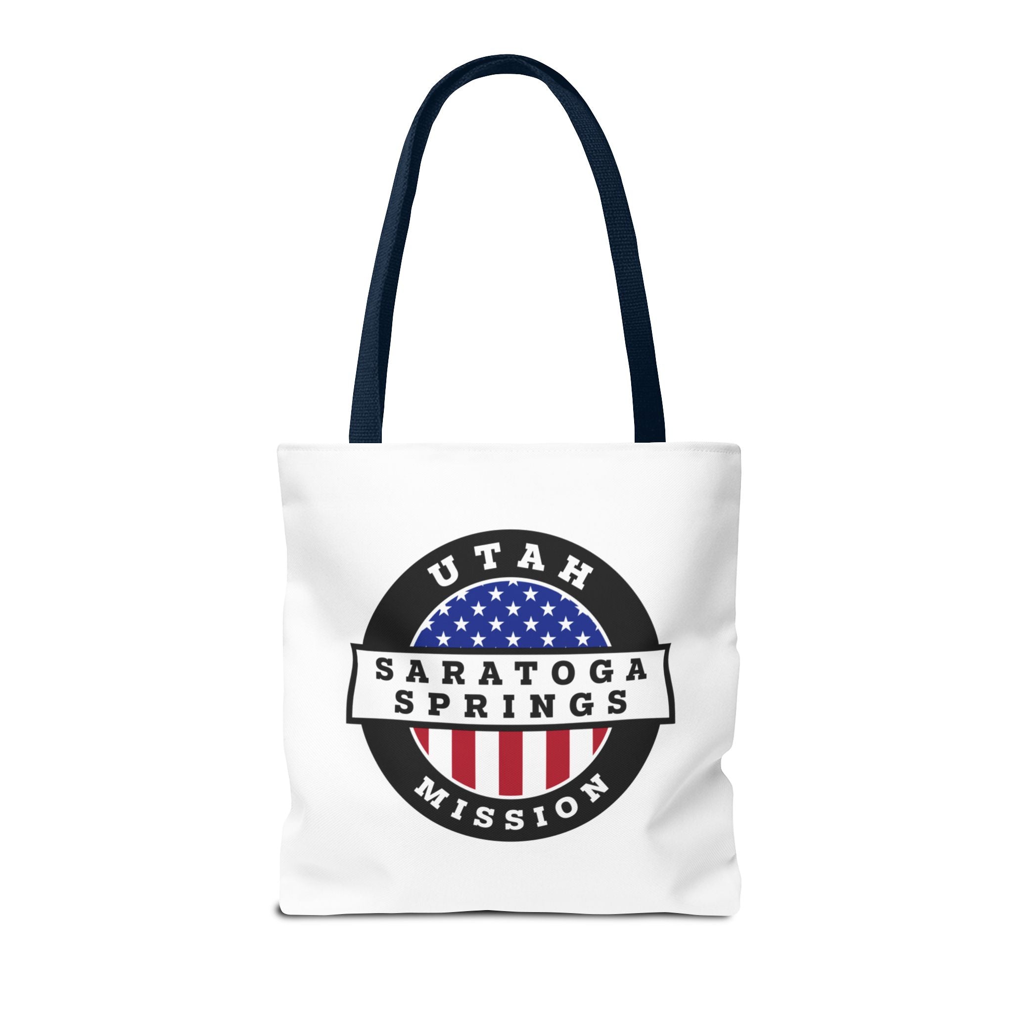 Utah Saratoga Springs Mission USA Flag Logo Tote Bag White - Mission Wishlist - LDS Missionary Gift Store