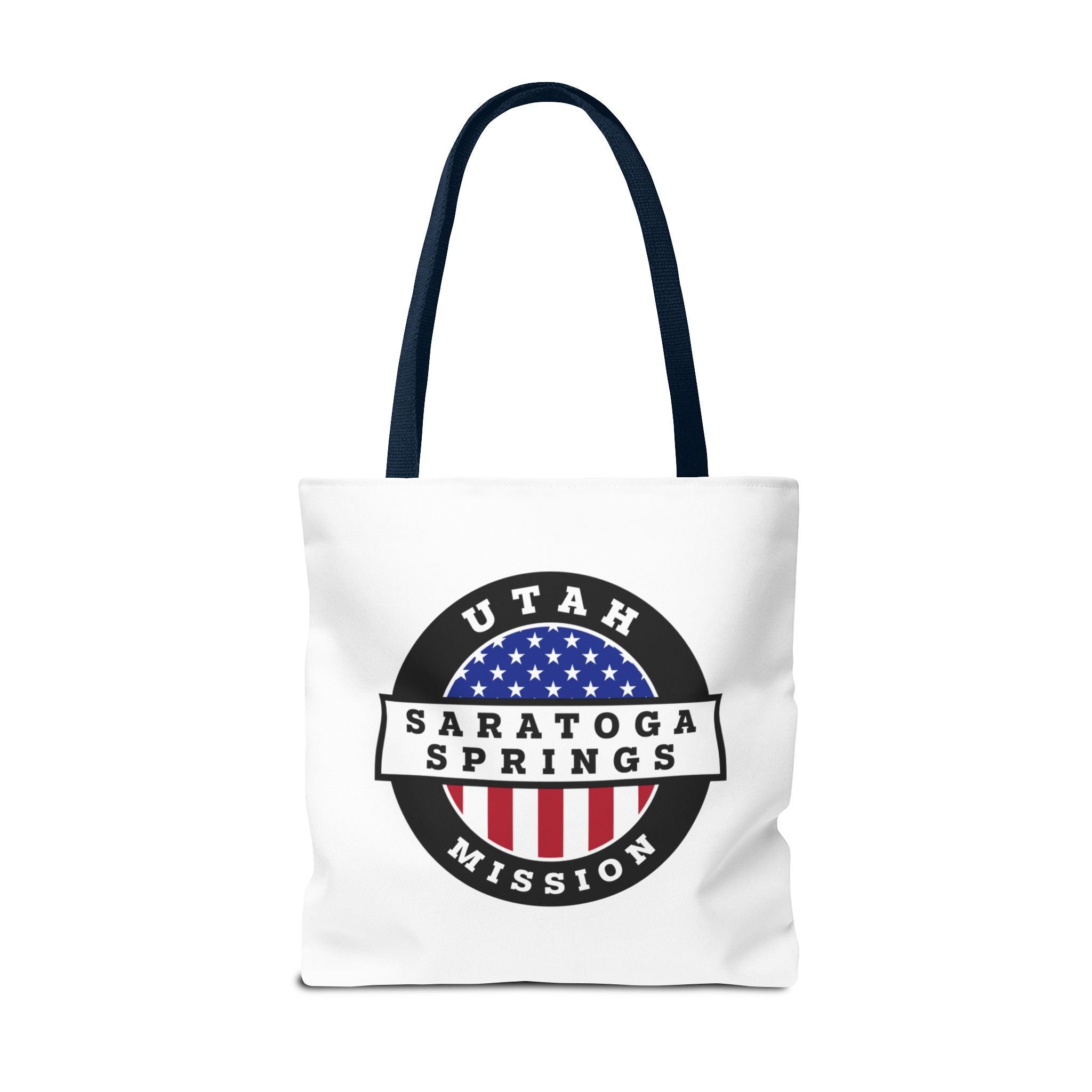 Utah Saratoga Springs Mission USA Flag Logo Tote Bag White - Mission Wishlist - LDS Missionary Gift Store