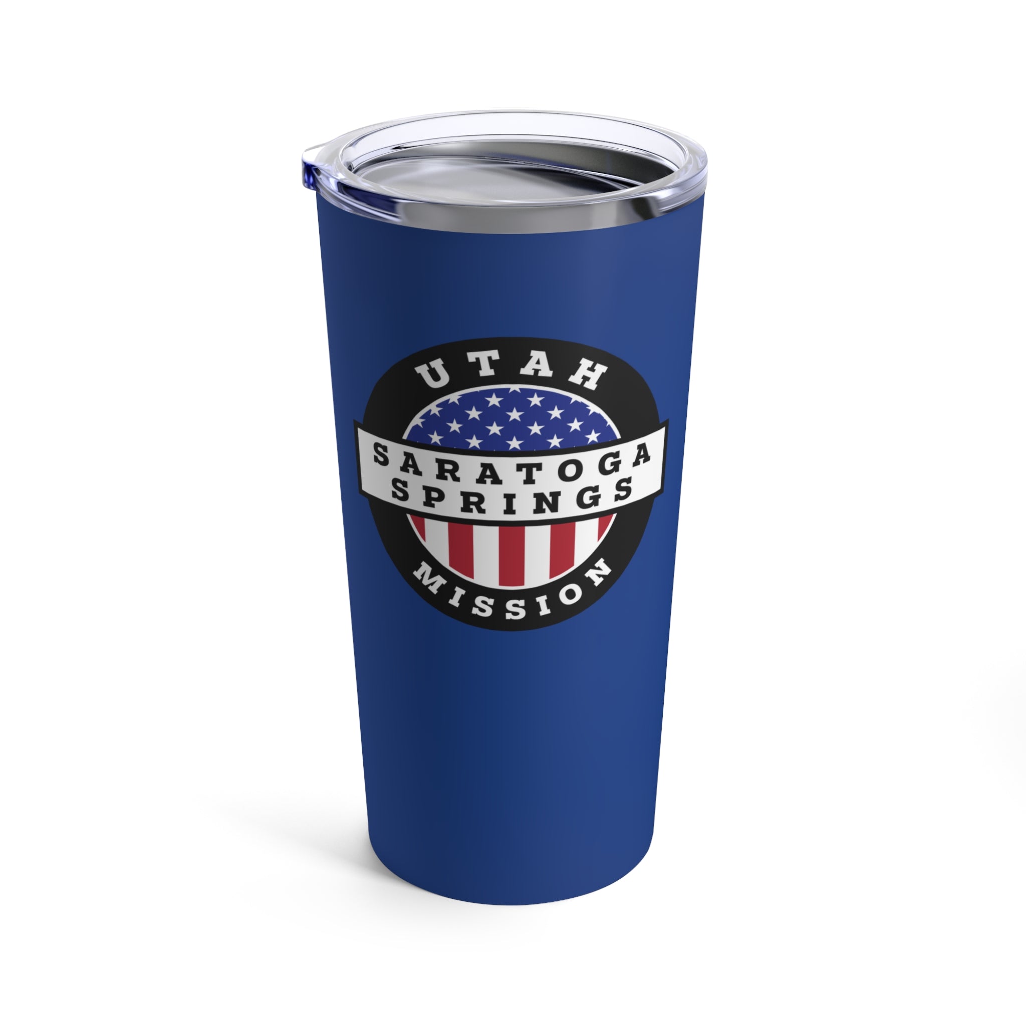 Utah Saratoga Springs Mission USA Flag Logo Tumbler 20oz Blue - Mission Wishlist - LDS Missionary Gift Store