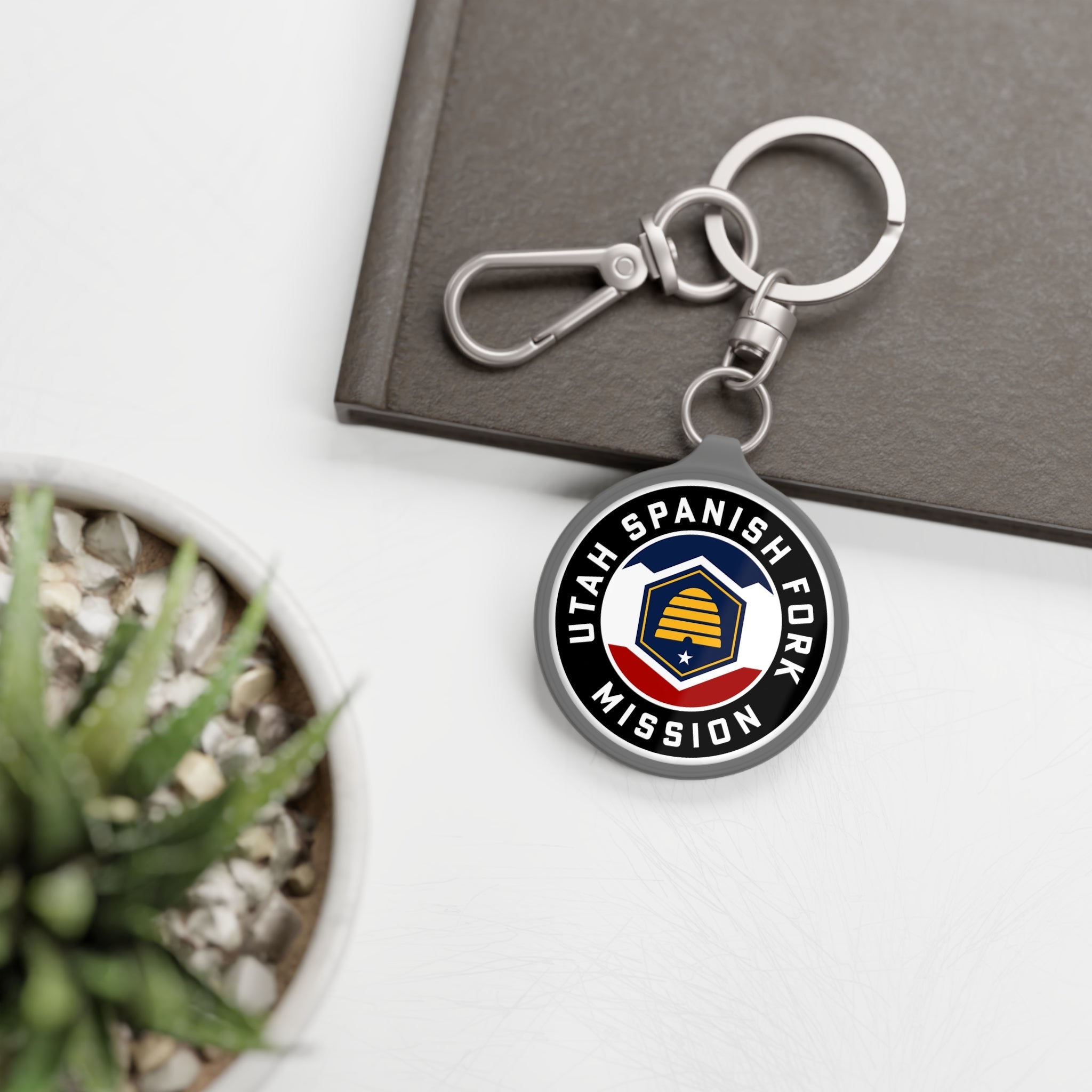 Utah Spanish Fork Mission State Flag Logo Key Tag - Latter-Day Saint LDS Missionary Gift - Book of Mormon