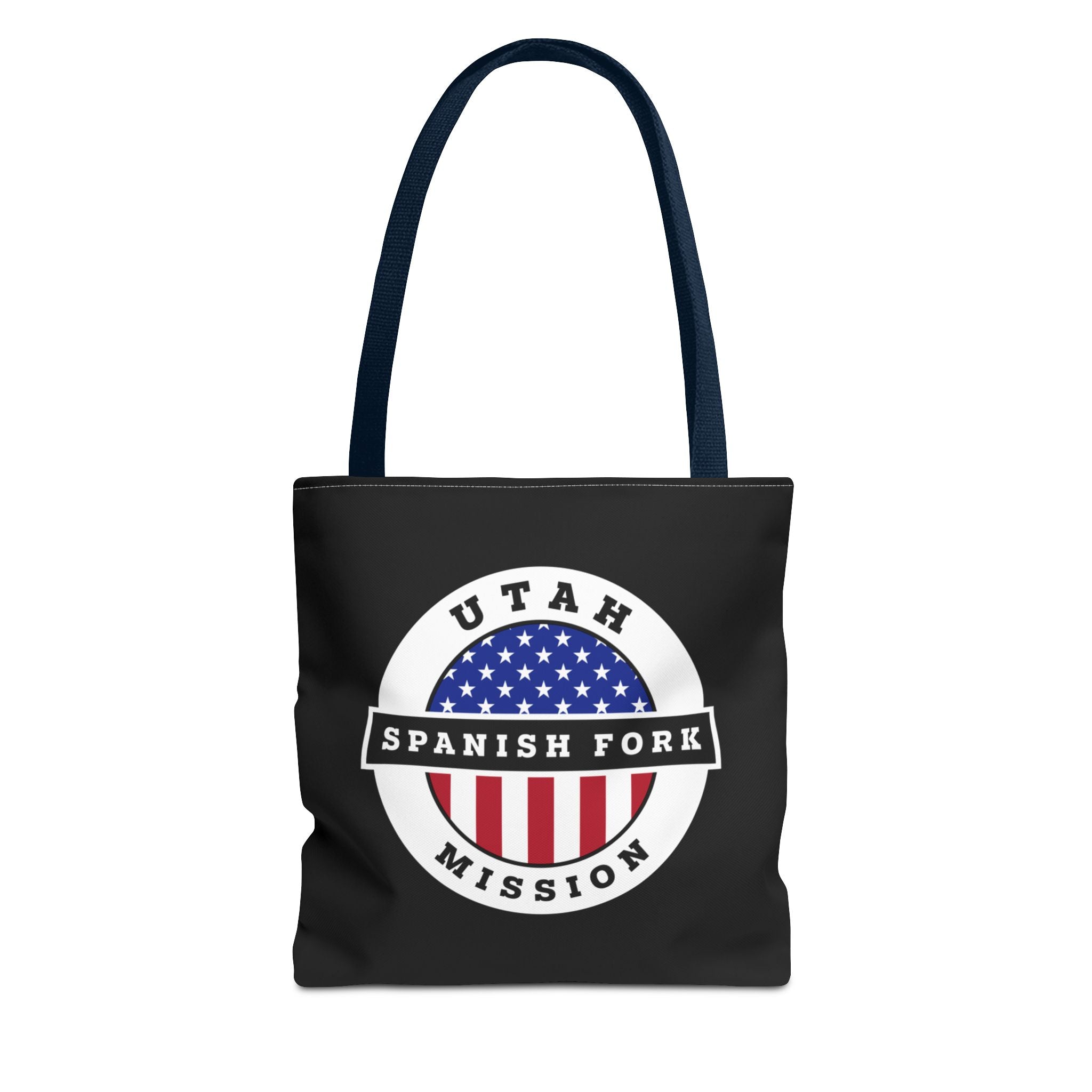 Utah Spanish Fork Mission USA Flag Logo Tote Bag Black - Mission Wishlist - LDS Missionary Gift Store