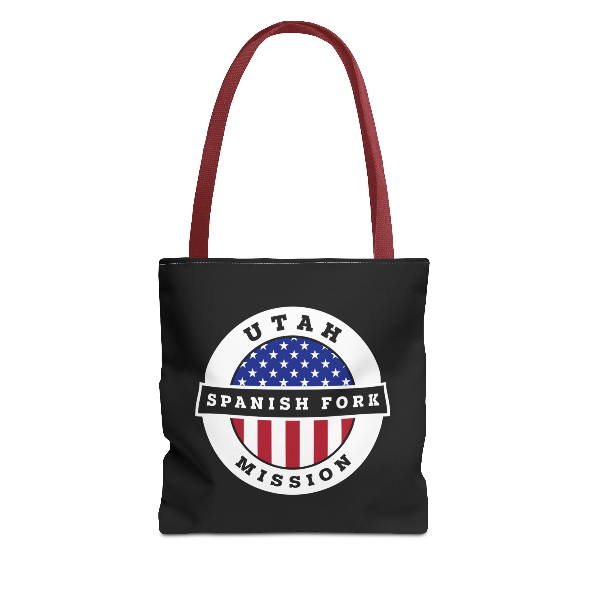 Utah Spanish Fork Mission USA Flag Logo Tote Bag Black - Mission Wishlist - LDS Missionary Gift Store