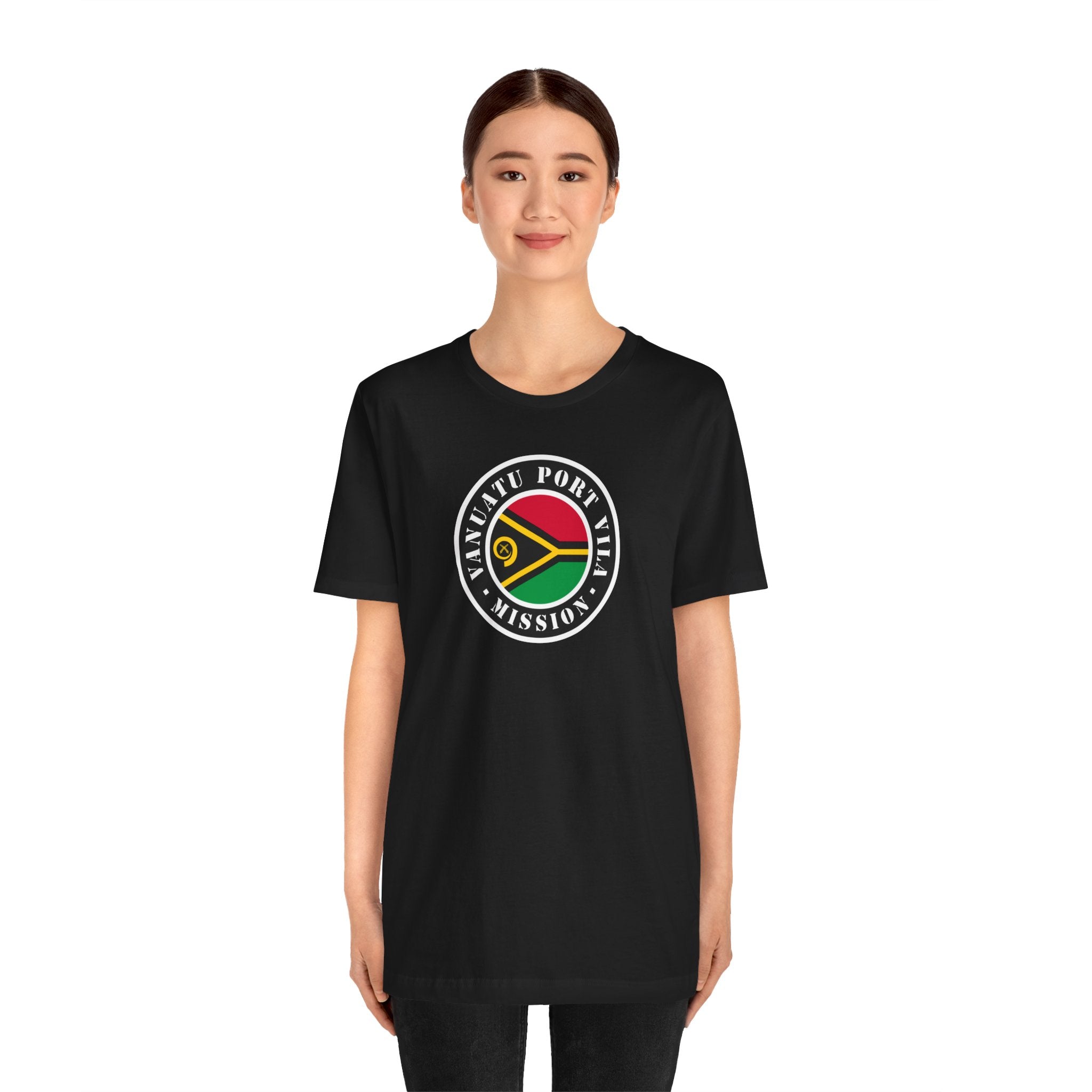 Vanuatu Port Vila Mission Flag Logo (Black Border) T-shirt - Mission Wishlist - LDS Missionary Gift Store