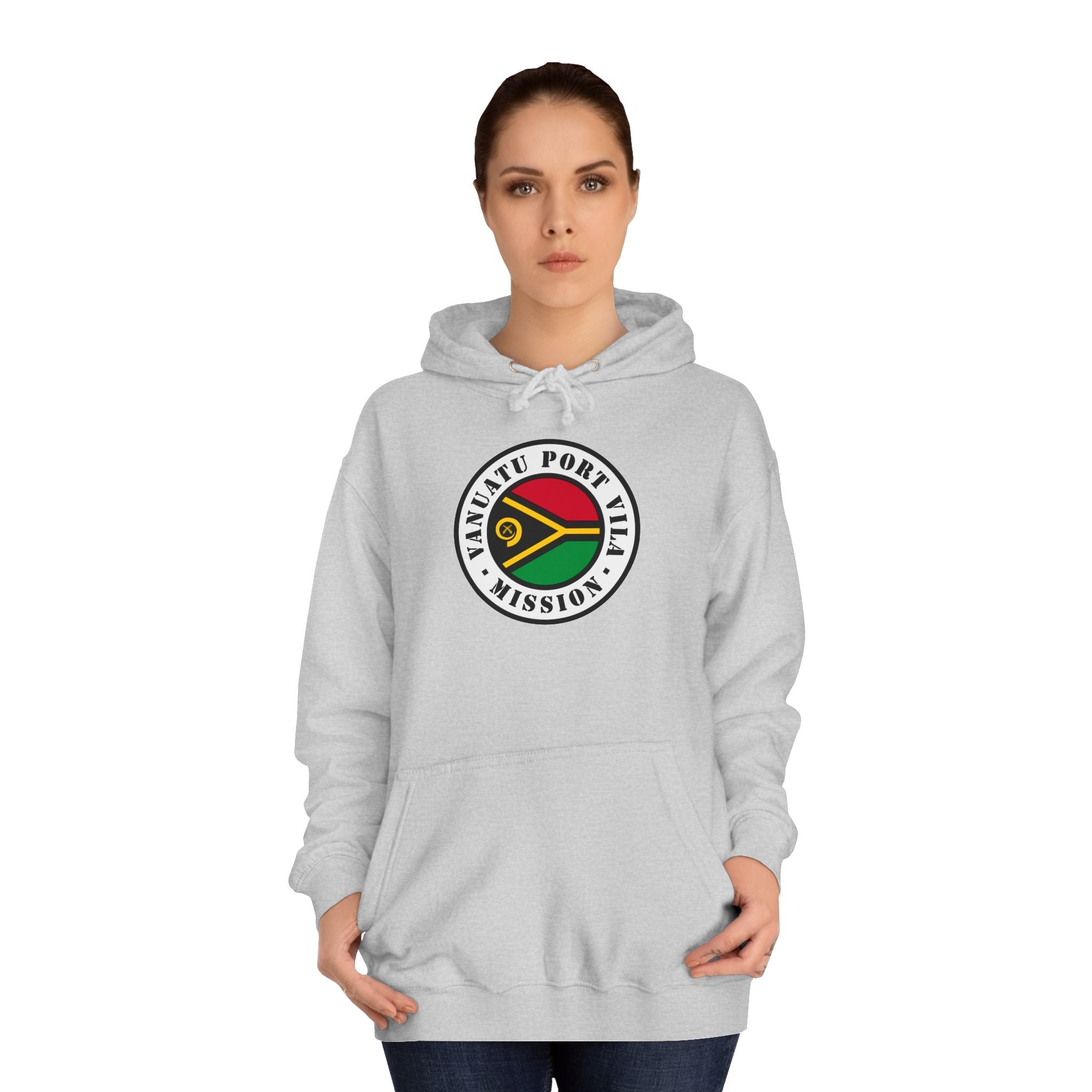 Vanuatu Port Vila Mission Flag Logo (White Border) College Hoodie - Mission Wishlist - LDS Missionary Gift Store