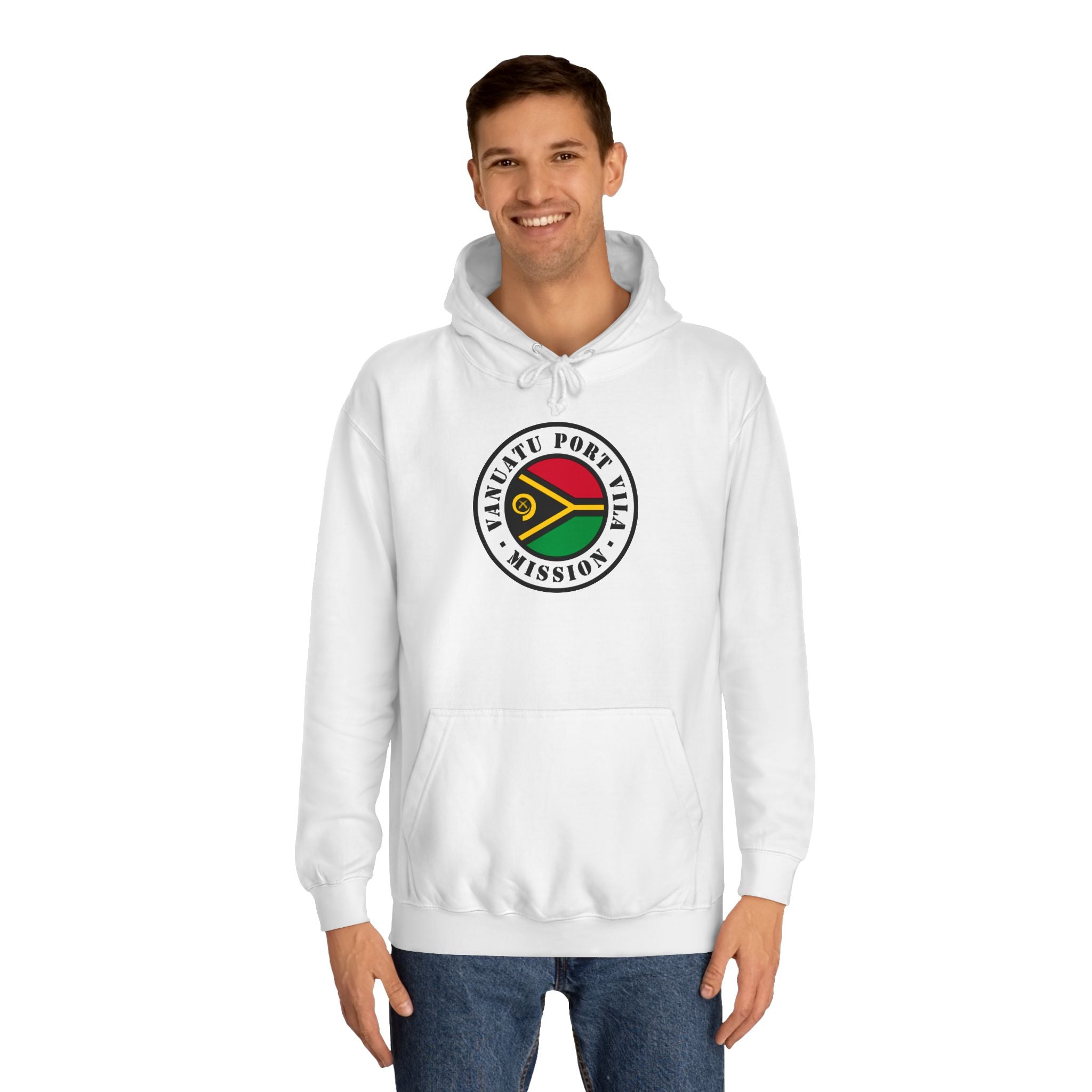 Vanuatu Port Vila Mission Flag Logo (White Border) College Hoodie - Mission Wishlist - LDS Missionary Gift Store