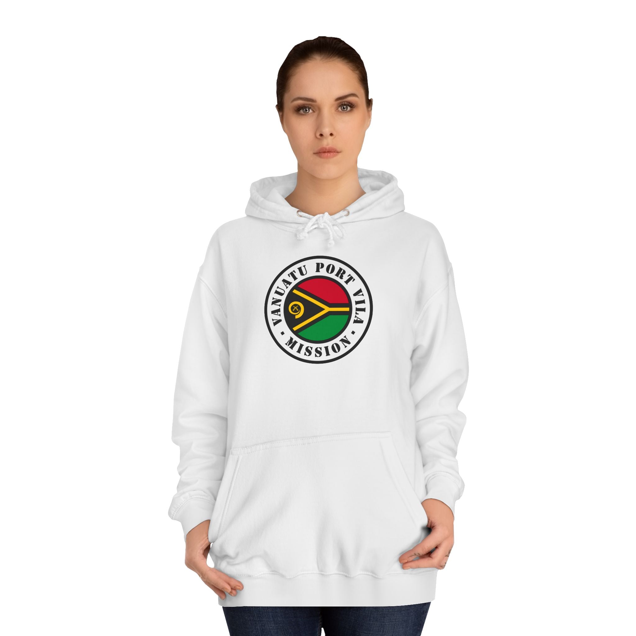 Vanuatu Port Vila Mission Flag Logo (White Border) College Hoodie - Mission Wishlist - LDS Missionary Gift Store