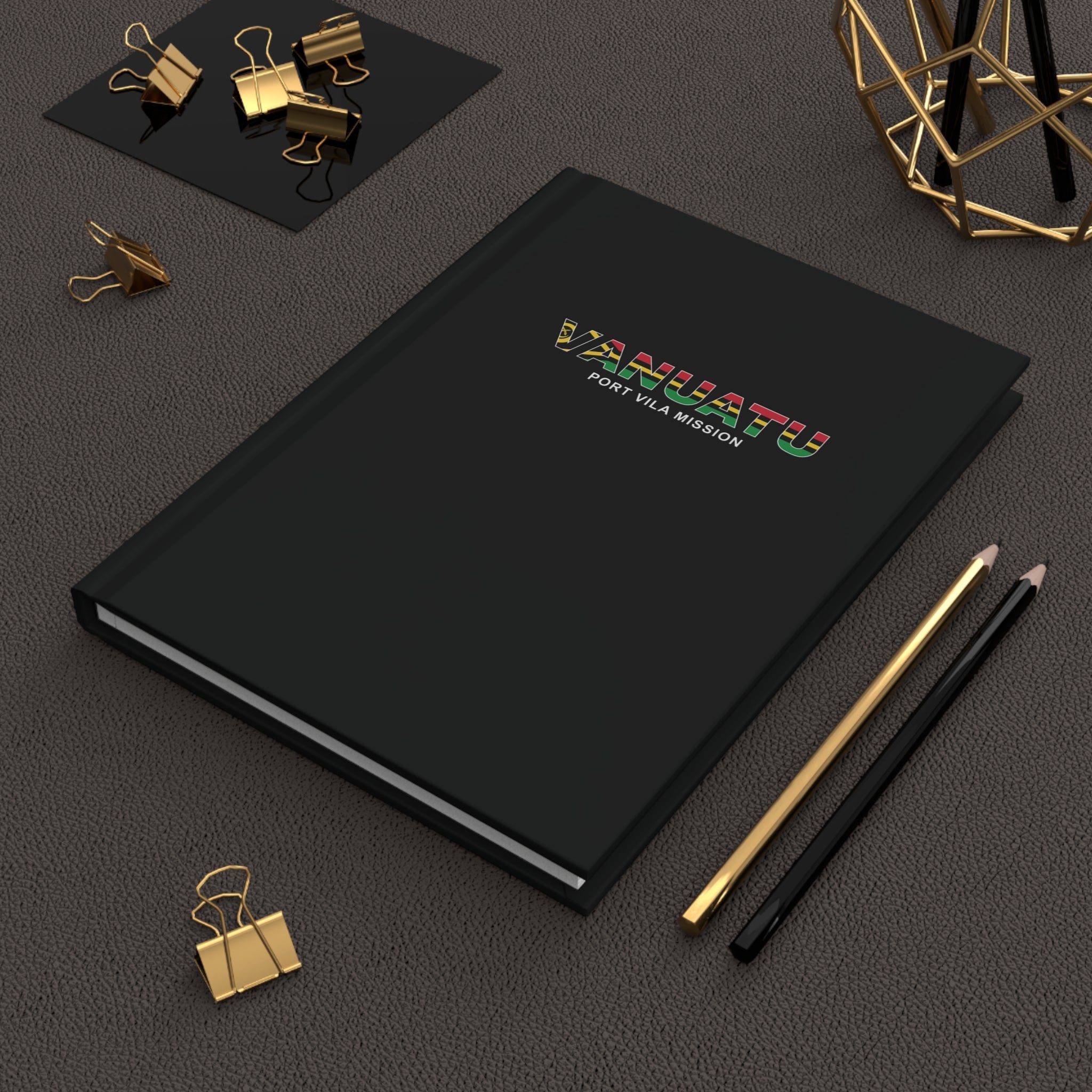 Vanuatu Port Vila Mission Flag Title Black Hardcover Journal Matte - Latter-Day Saint LDS Missionary Gift - Book of Mormon