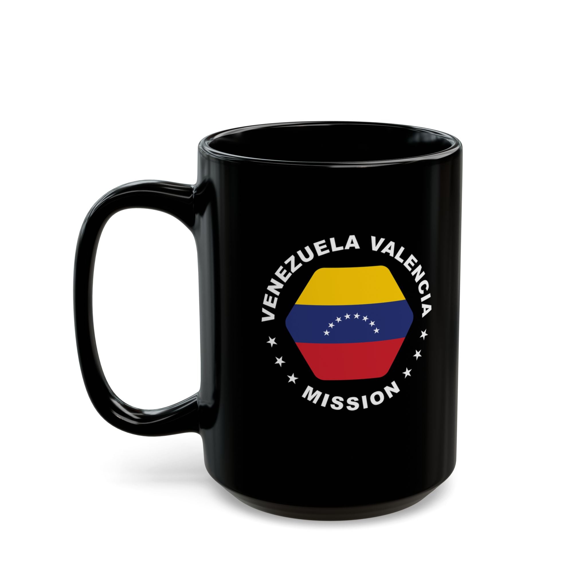 Venezuela Valencia Mission Circular Flag Black Ceramic Mug - Latter-Day Saint LDS Missionary Gift - Book of Mormon