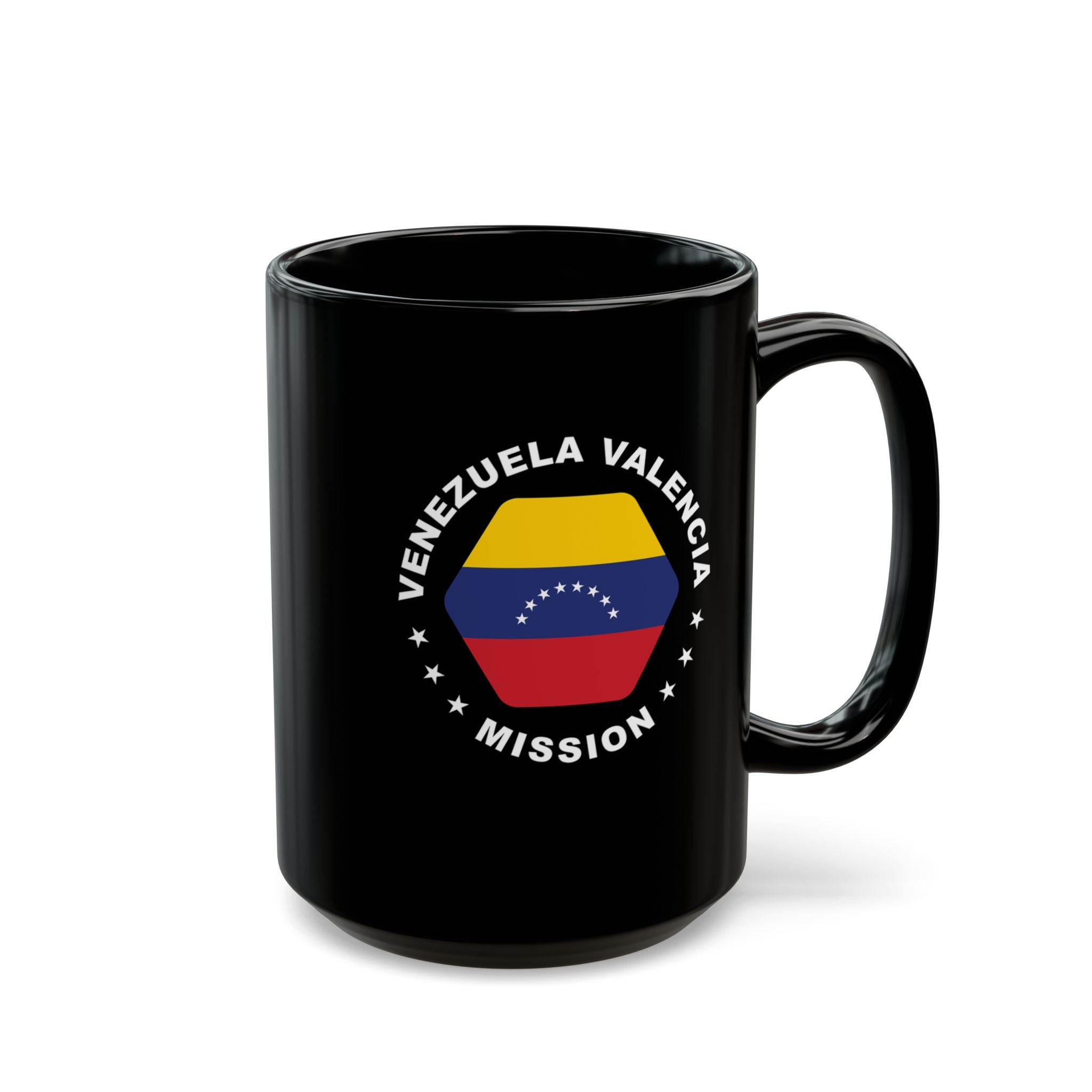 Venezuela Valencia Mission Circular Flag Black Ceramic Mug - Latter-Day Saint LDS Missionary Gift - Book of Mormon