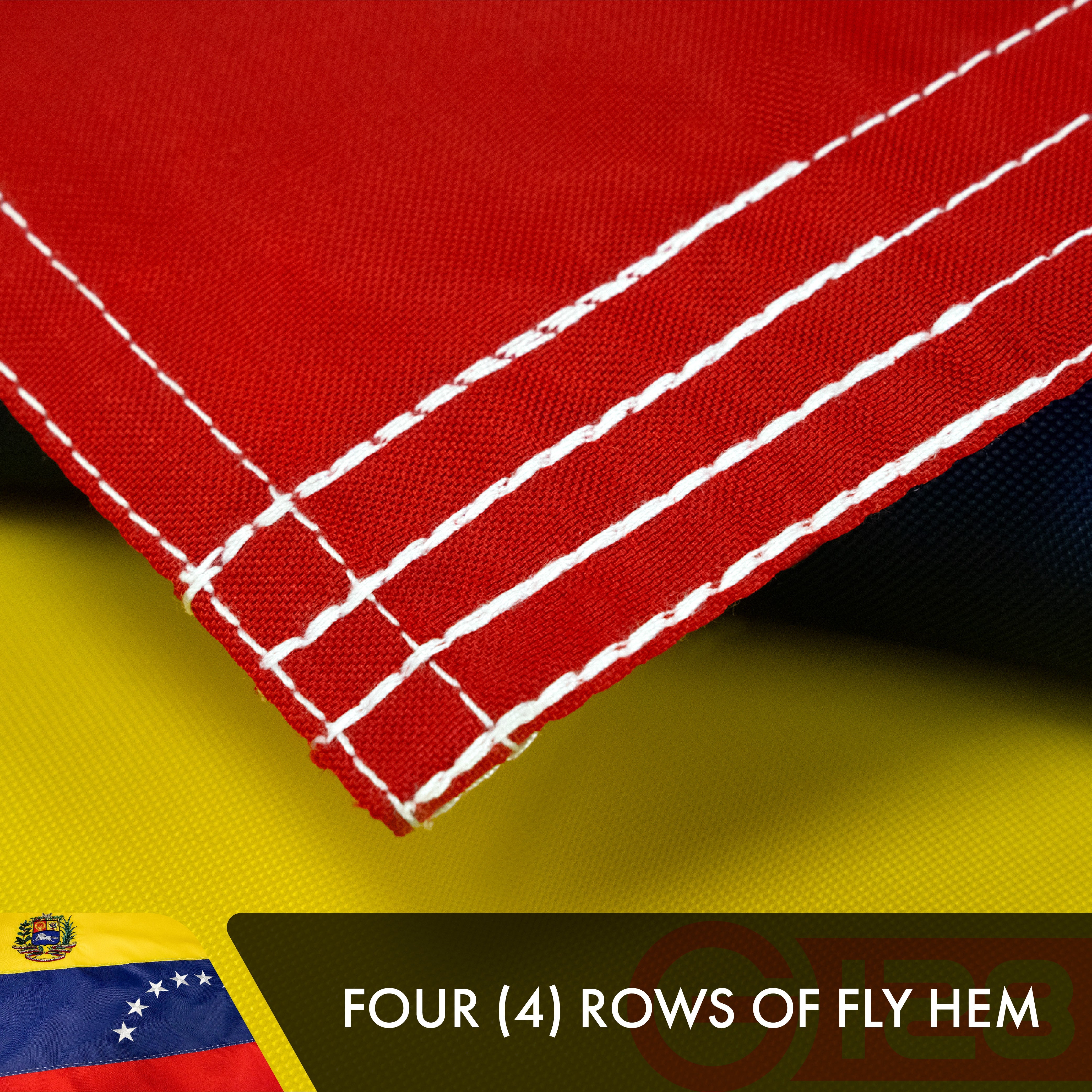 G128 Venezuela (Venezuelan) Flag | 3x5 feet | Double Sided Embroidered 210D Indoor/Outdoor, Brass Grommets, Heavy Duty Polyester