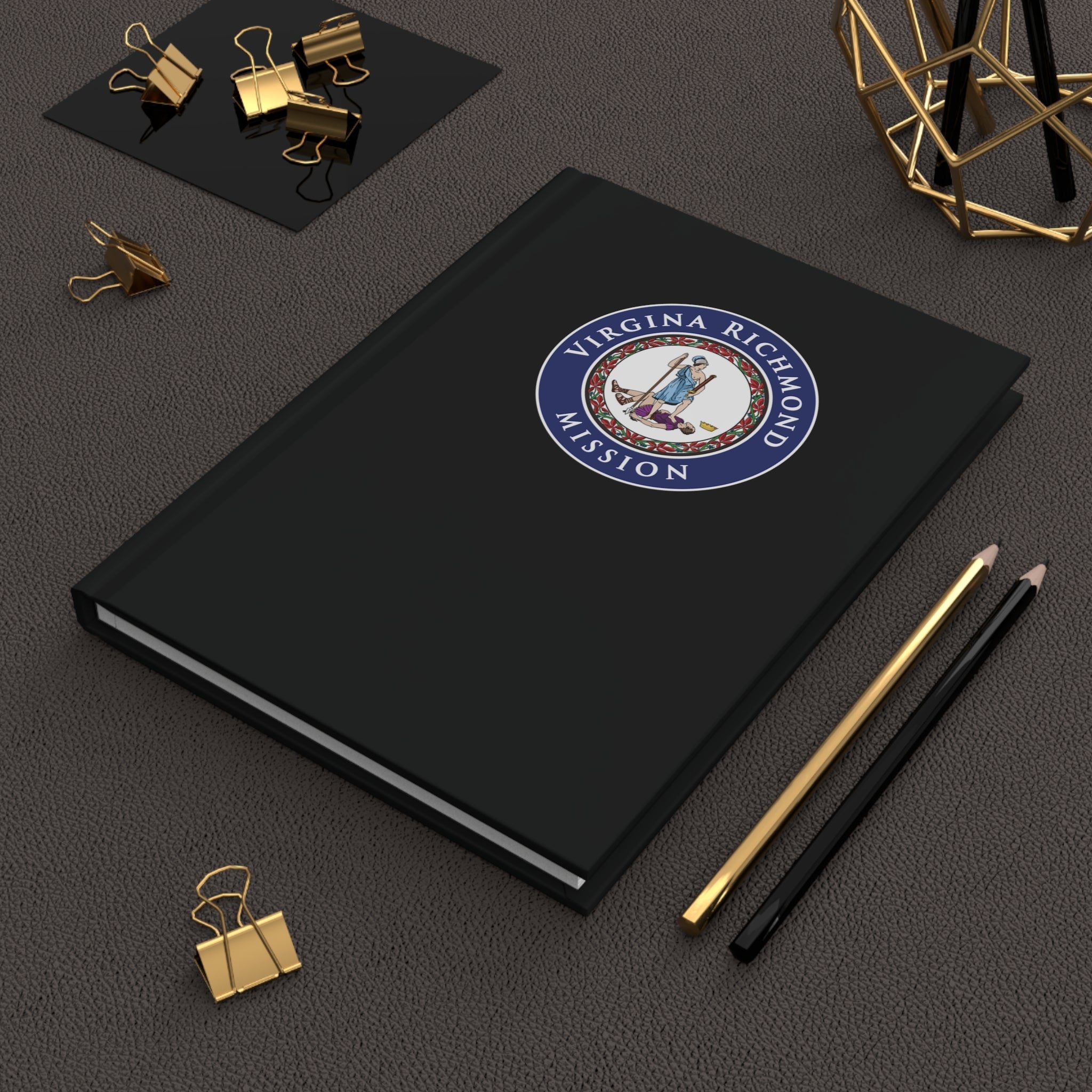 Virginia Richmond Mission Logo Design Black Hardcover Journal Matte - Latter-Day Saint LDS Missionary Gift - Book of Mormon