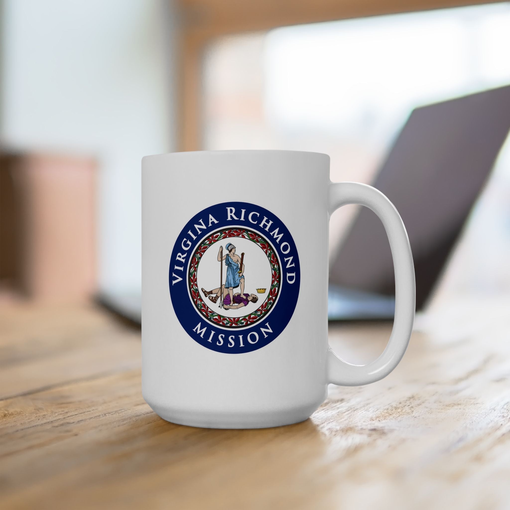Virginia Richmond Mission State Flag Logo Ceramic Mug White - Latter-Day Saint LDS Missionary Gift - Book of Mormon