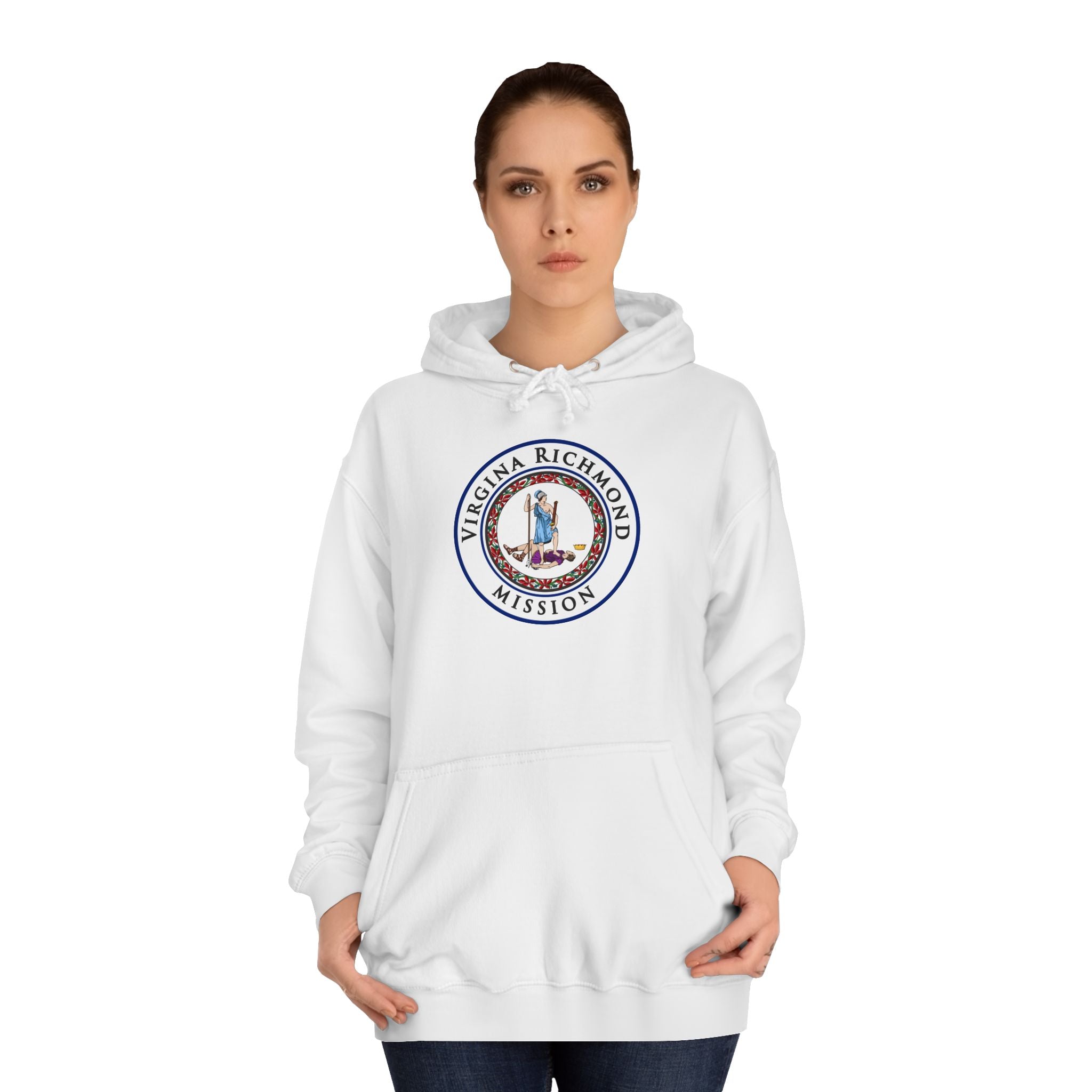 Virginia Richmond Mission State Flag Logo (White Border) College Hoodie - Mission Wishlist - LDS Missionary Gift Store
