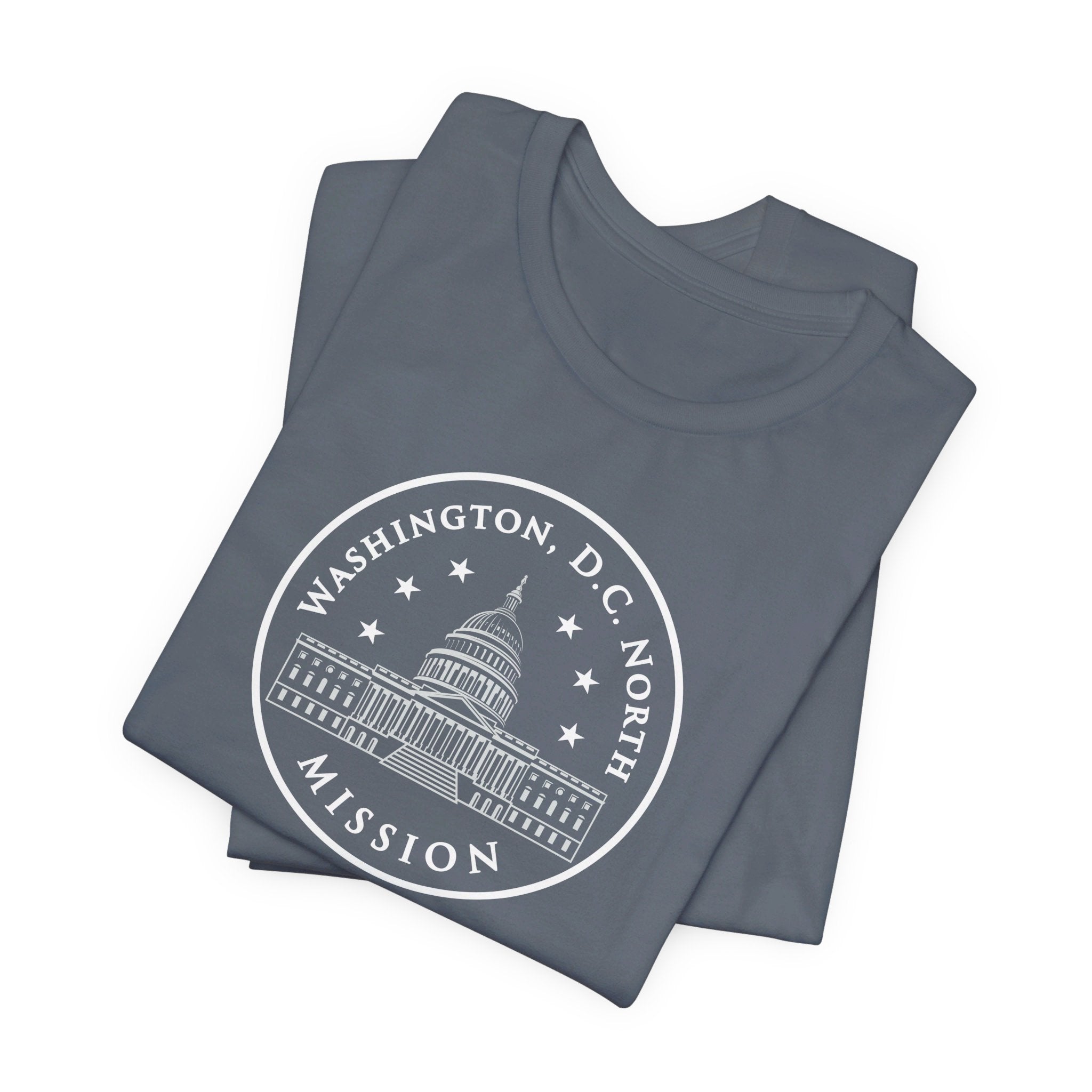 Washington DC North Mission Circular Monochrome Logo T-Shirt - Latter-Day Saint LDS Missionary Gift - Book of Mormon