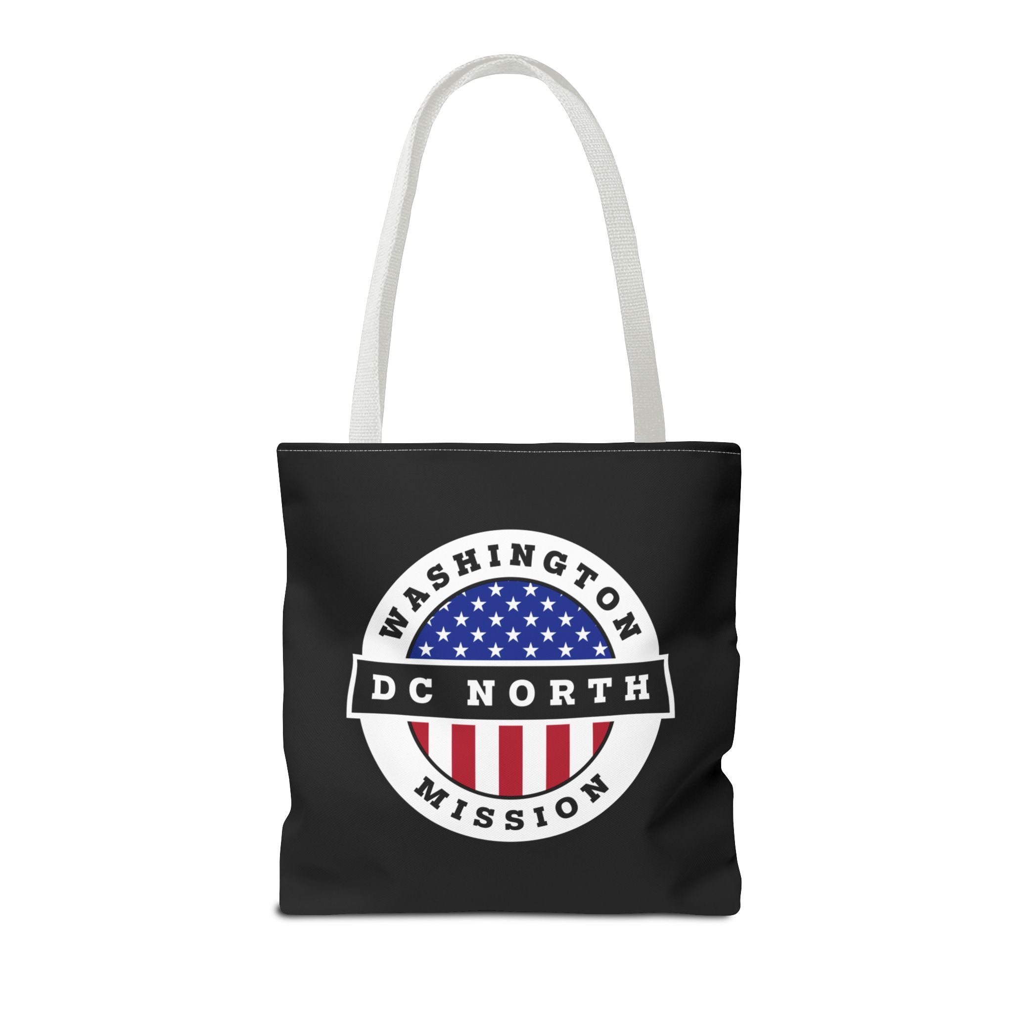 Washington DC North Mission USA Flag Logo Tote Bag Black - Latter-Day Saint LDS Missionary Gift - Book of Mormon