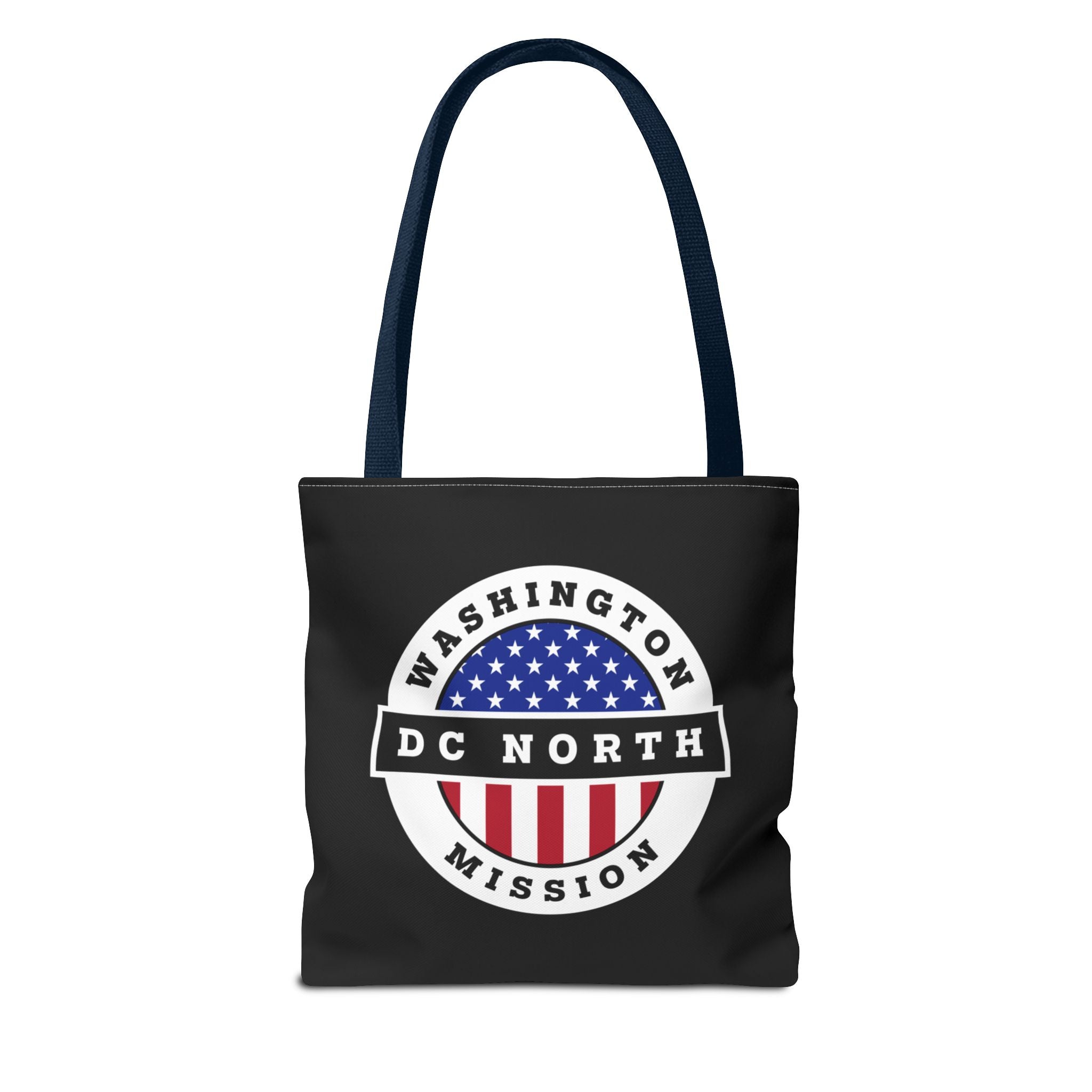 Washington DC North Mission USA Flag Logo Tote Bag Black - Latter-Day Saint LDS Missionary Gift - Book of Mormon