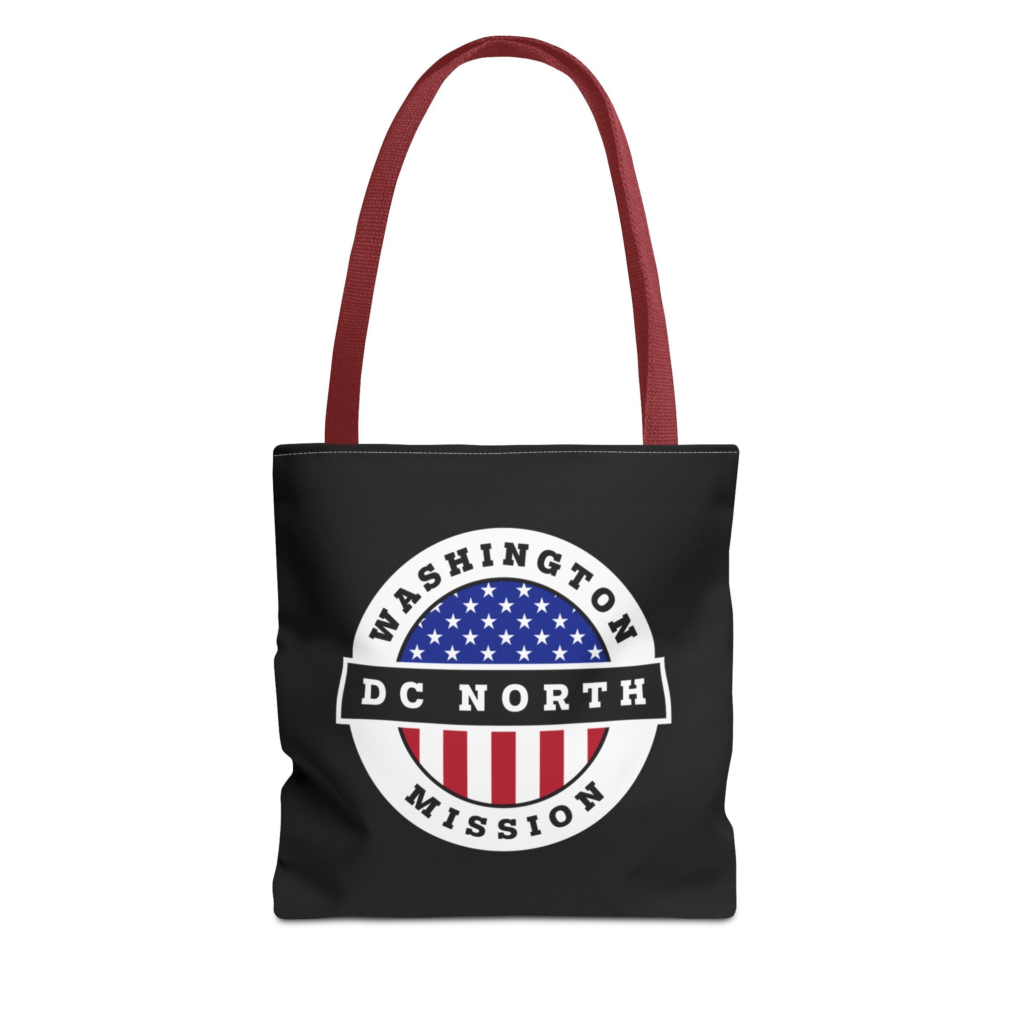 Washington DC North Mission USA Flag Logo Tote Bag Black - Latter-Day Saint LDS Missionary Gift - Book of Mormon