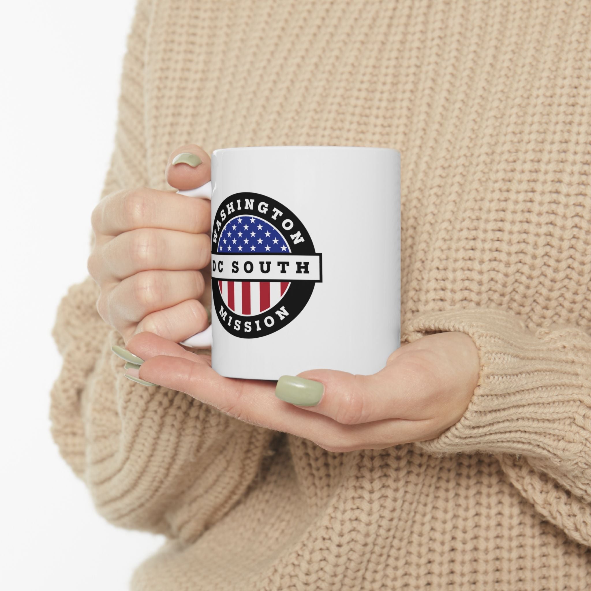 Washington DC South Mission Circular Flag White Ceramic Mug - Latter-Day Saint LDS Missionary Gift - Book of Mormon