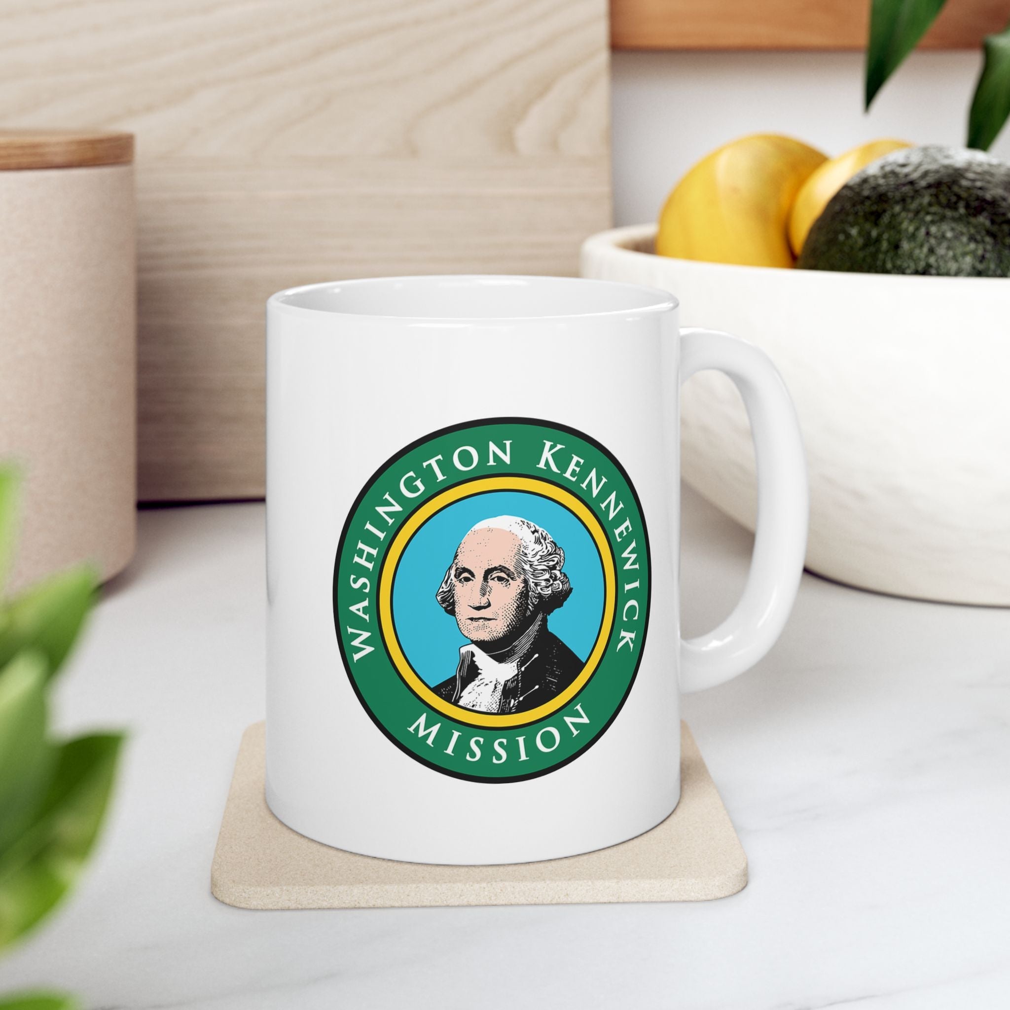 Washington Kennewick Mission State Flag Logo Ceramic Mug White - Latter-Day Saint LDS Missionary Gift - Book of Mormon