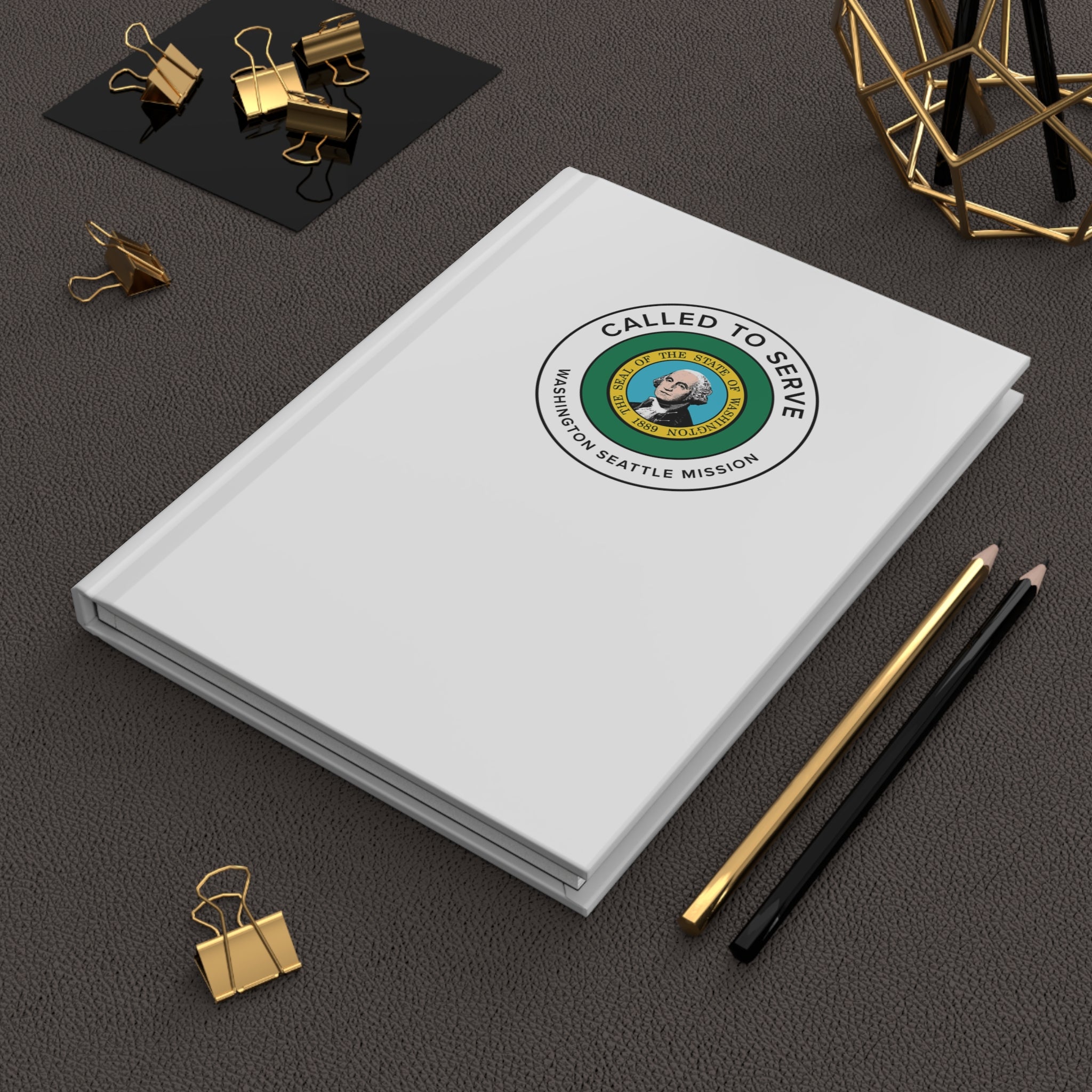 Washington Seattle Mission Circle Flag Called to Serve White Hardcover Journal Matte - Latter-Day Saint LDS Missionary Gift - Book of Mormon