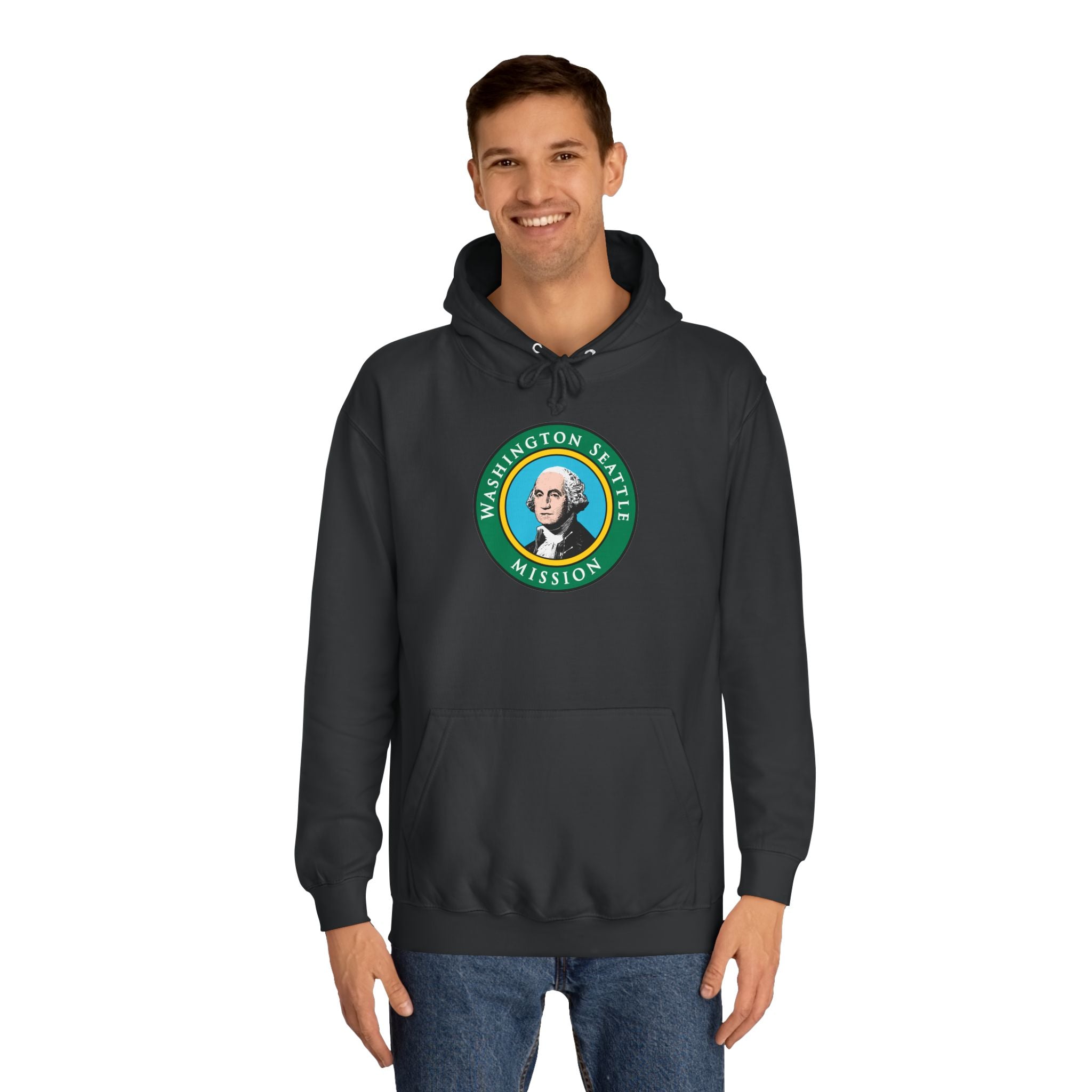 Washington Seattle Mission State Flag Logo (Black Border) College Hoodie - Mission Wishlist - LDS Missionary Gift Store