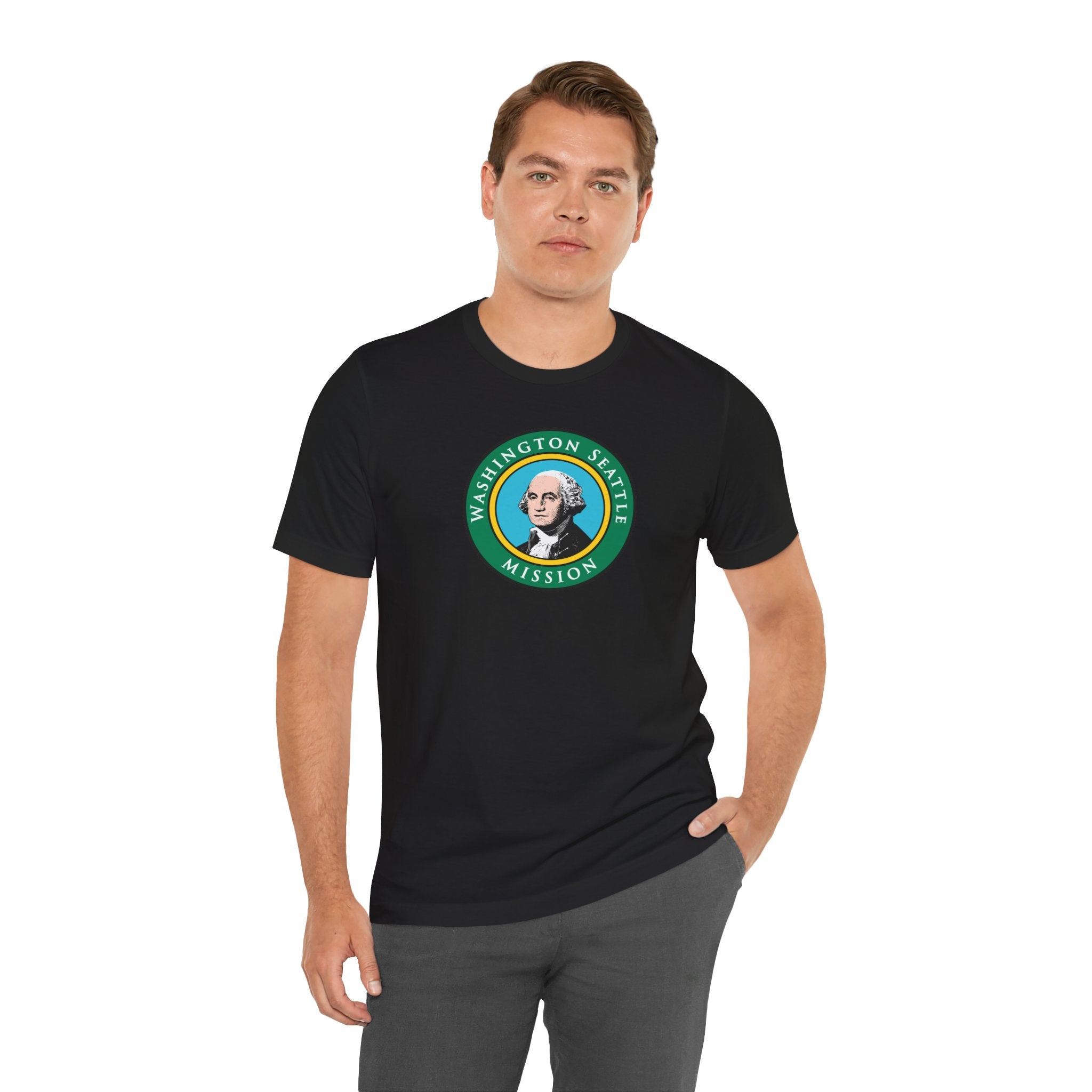 Washington Seattle Mission State Flag Logo (Black Border) T-shirt - Mission Wishlist - LDS Missionary Gift Store