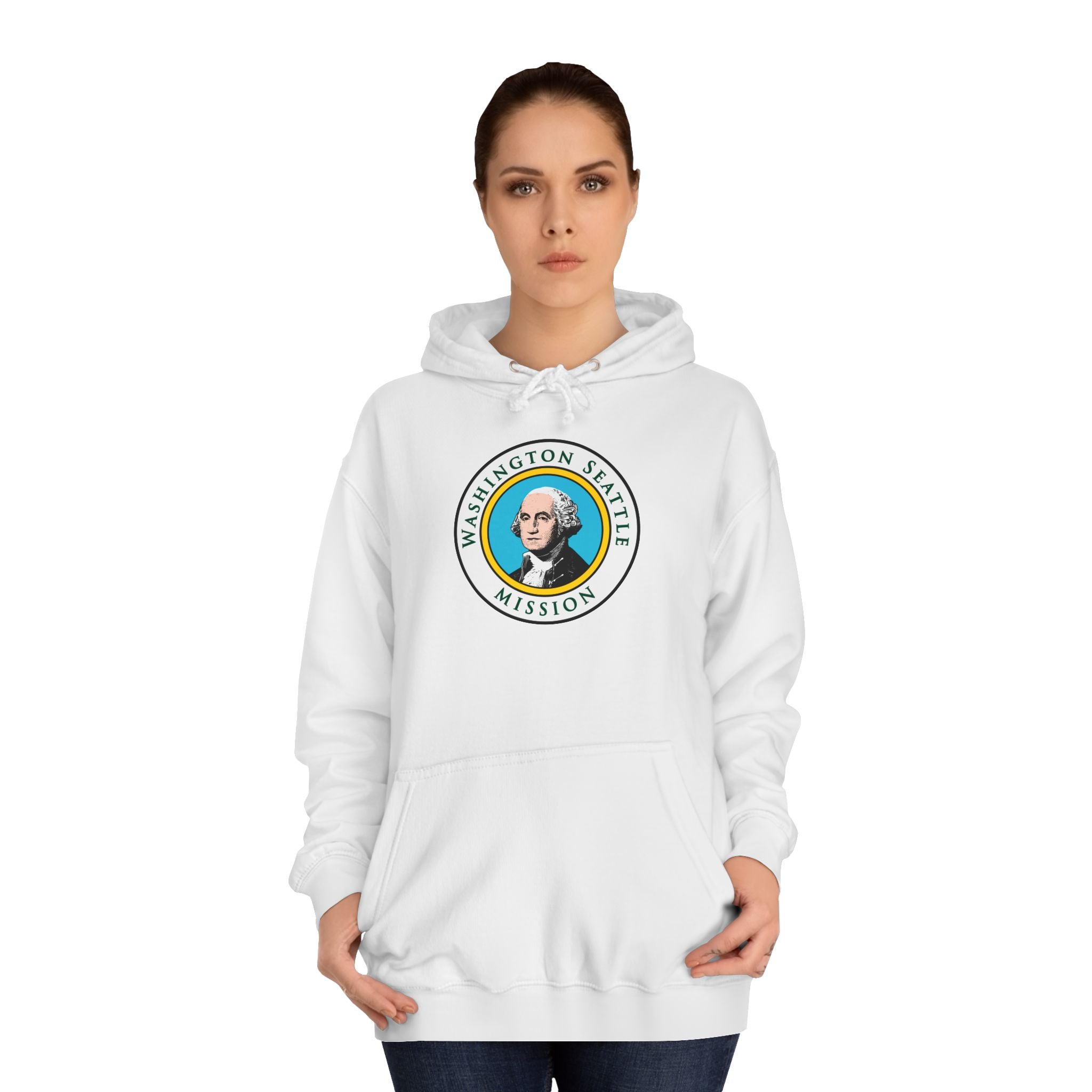 Washington Seattle Mission State Flag Logo (White Border) College Hoodie - Mission Wishlist - LDS Missionary Gift Store