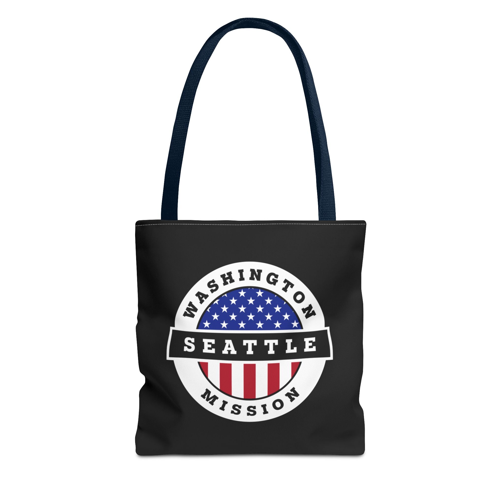 Washington Seattle Mission USA Flag Logo Tote Bag Black - Mission Wishlist - LDS Missionary Gift Store