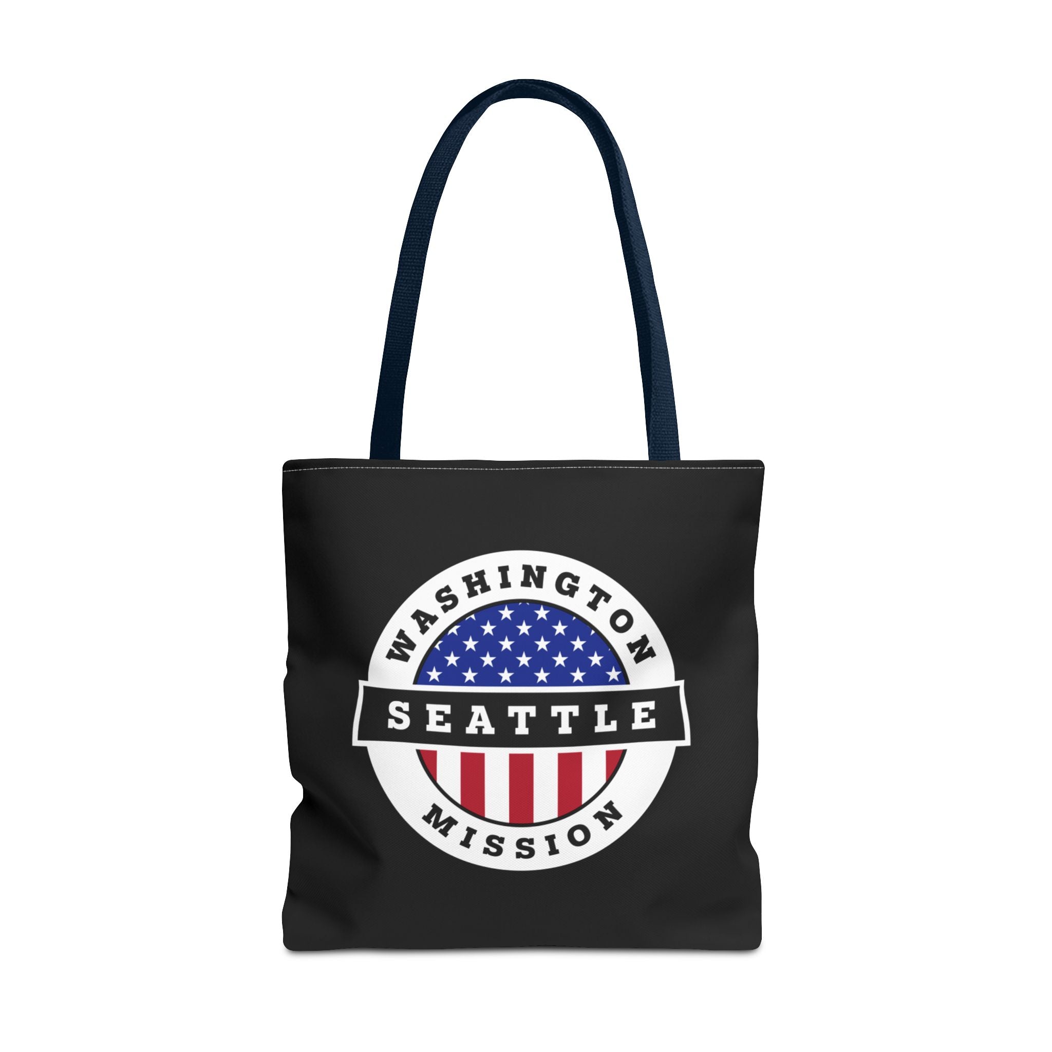 Washington Seattle Mission USA Flag Logo Tote Bag Black - Mission Wishlist - LDS Missionary Gift Store