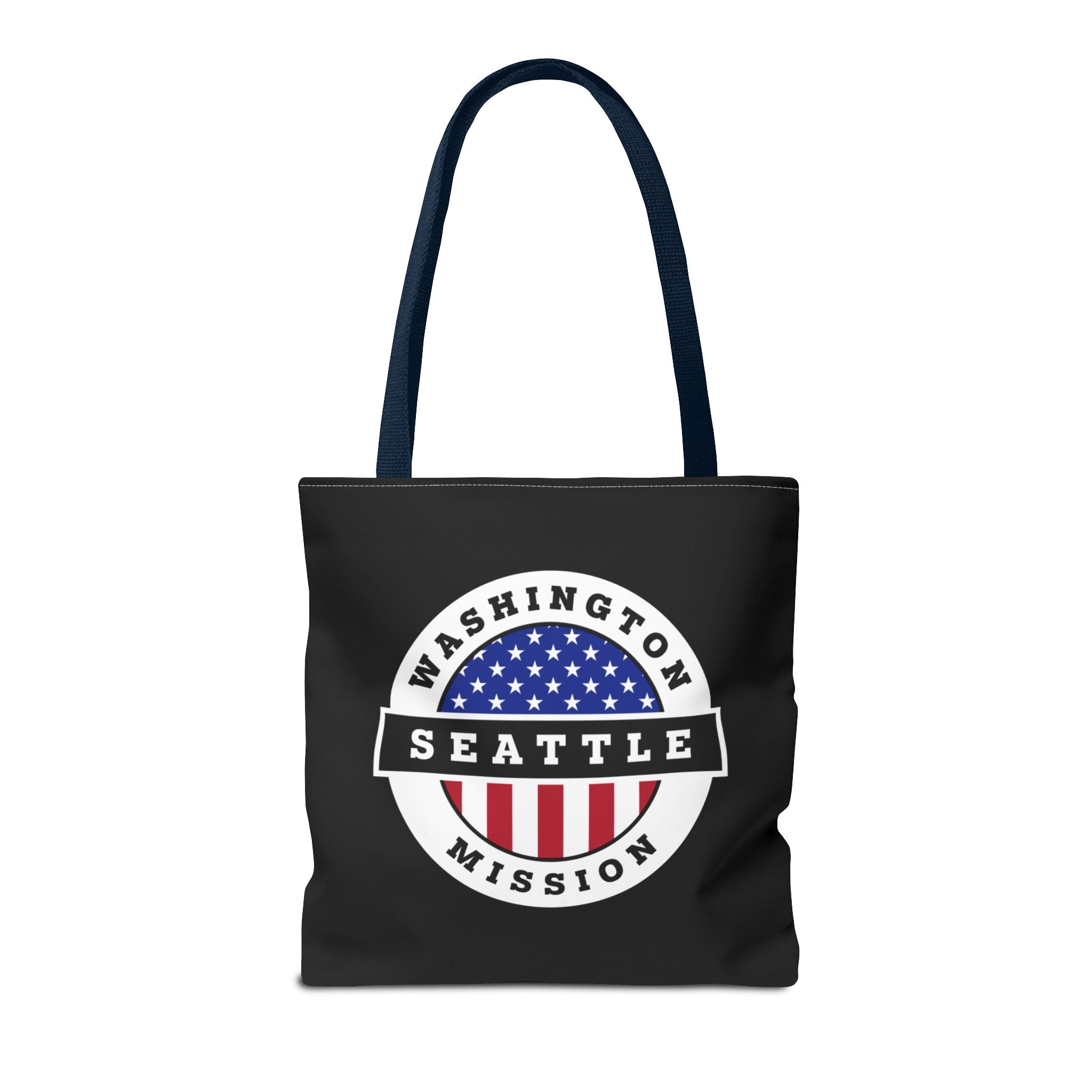 Washington Seattle Mission USA Flag Logo Tote Bag Black - Mission Wishlist - LDS Missionary Gift Store