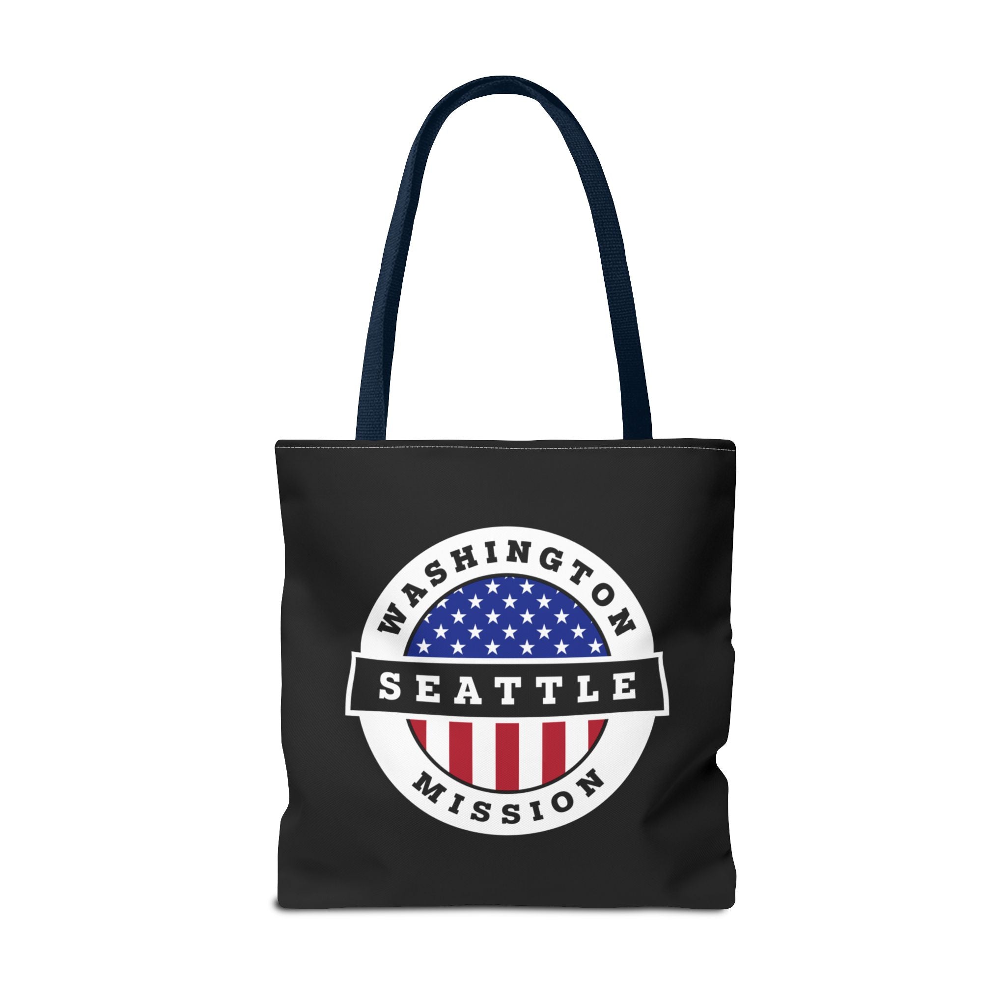 Washington Seattle Mission USA Flag Logo Tote Bag Black - Mission Wishlist - LDS Missionary Gift Store