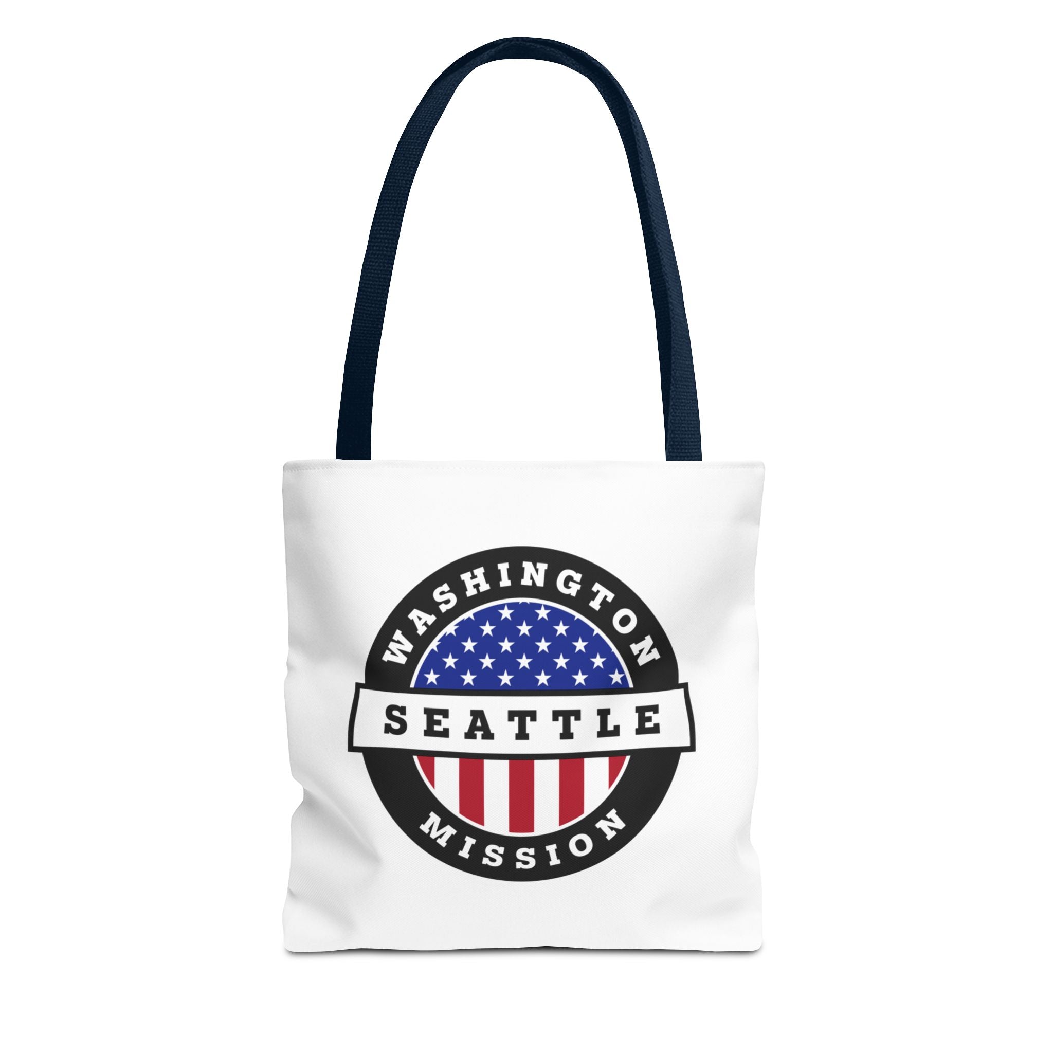 Washington Seattle Mission USA Flag Logo Tote Bag White - Latter-Day Saint LDS Missionary Gift - Book of Mormon