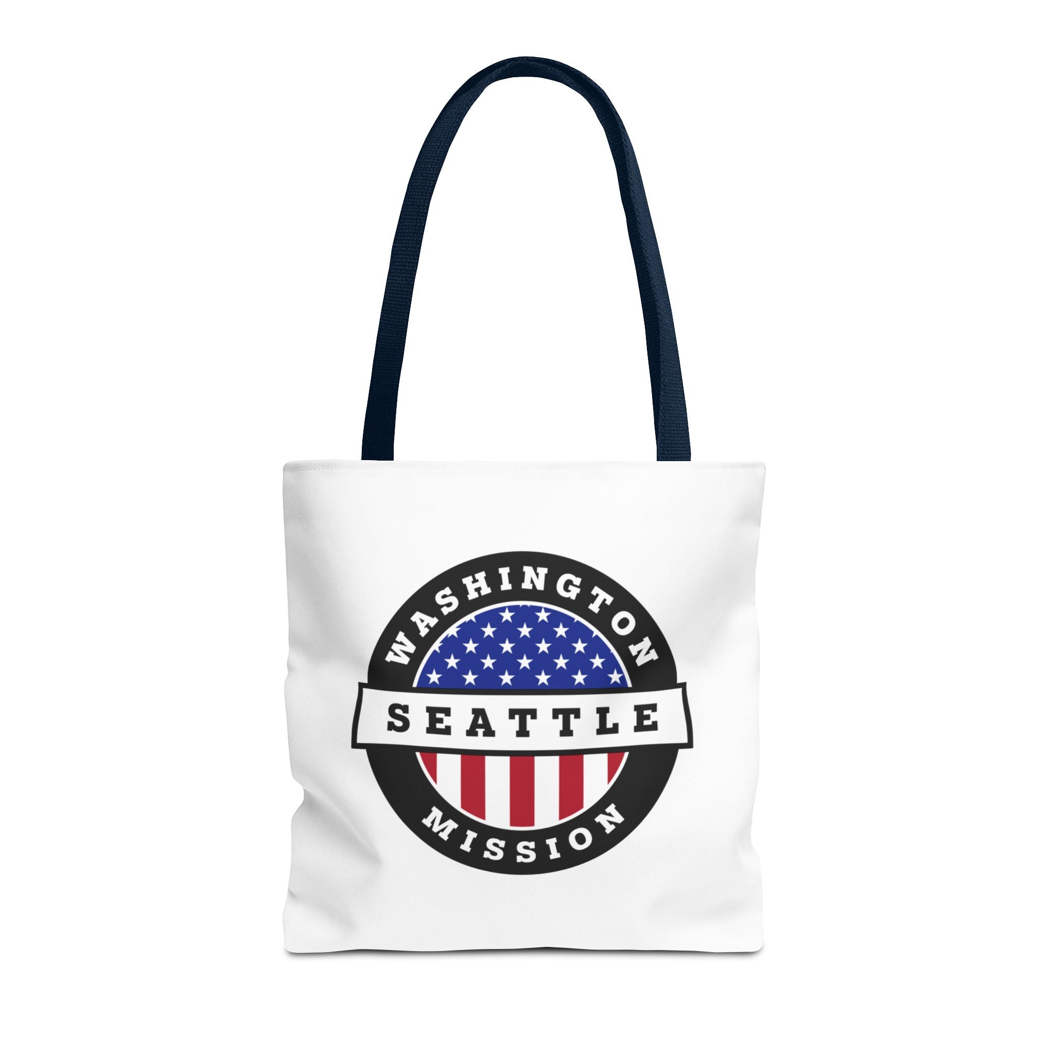 Washington Seattle Mission USA Flag Logo Tote Bag White - Latter-Day Saint LDS Missionary Gift - Book of Mormon